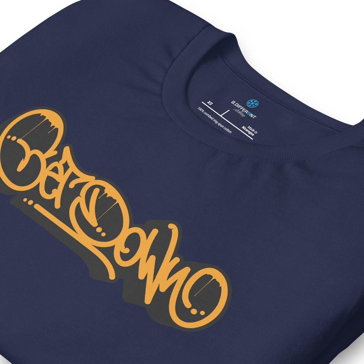 Navy-Get Down Graffiti Tag Tee from B.Different Clothing, detail, graffiti-inspired streetwear t-shirt