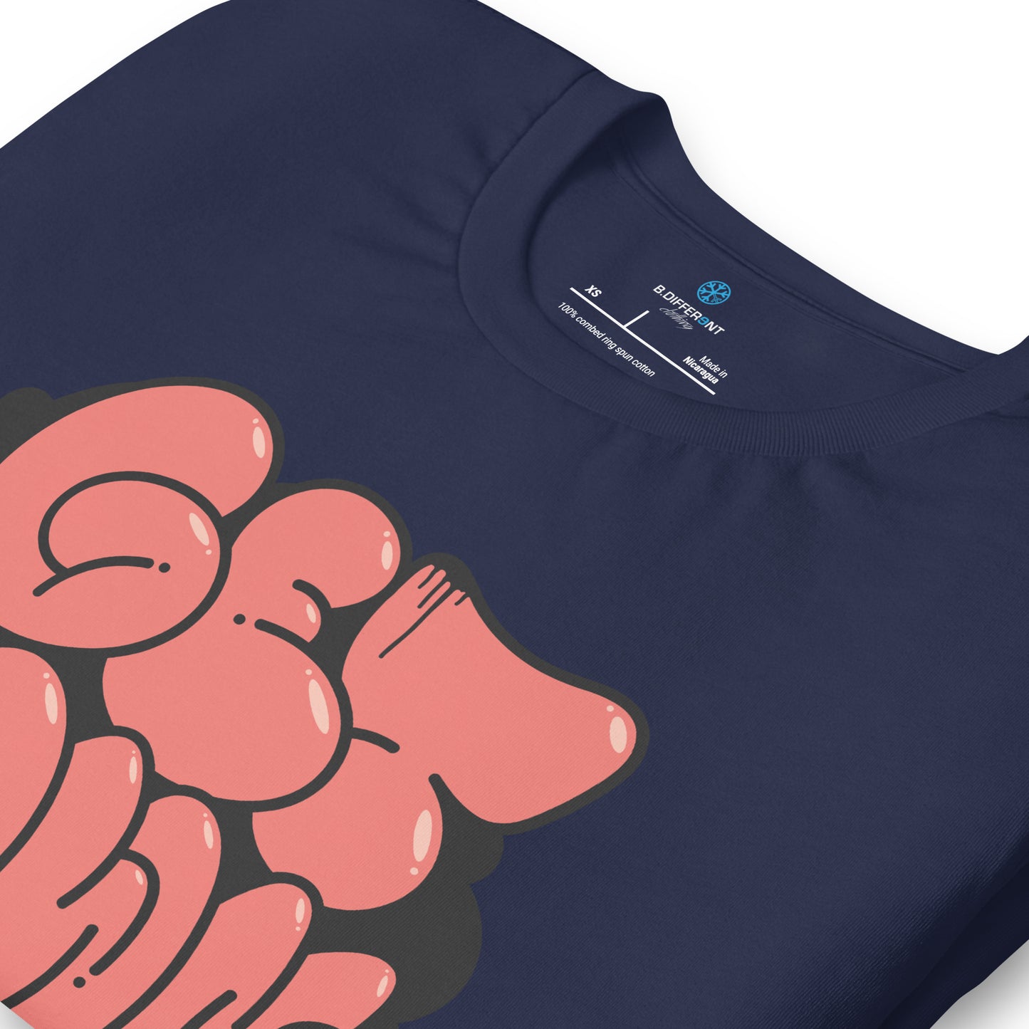 Navy-Get Down Graffiti Throw-up Tee from B.Different Clothing, detail, graffiti-inspired streetwear t-shirt