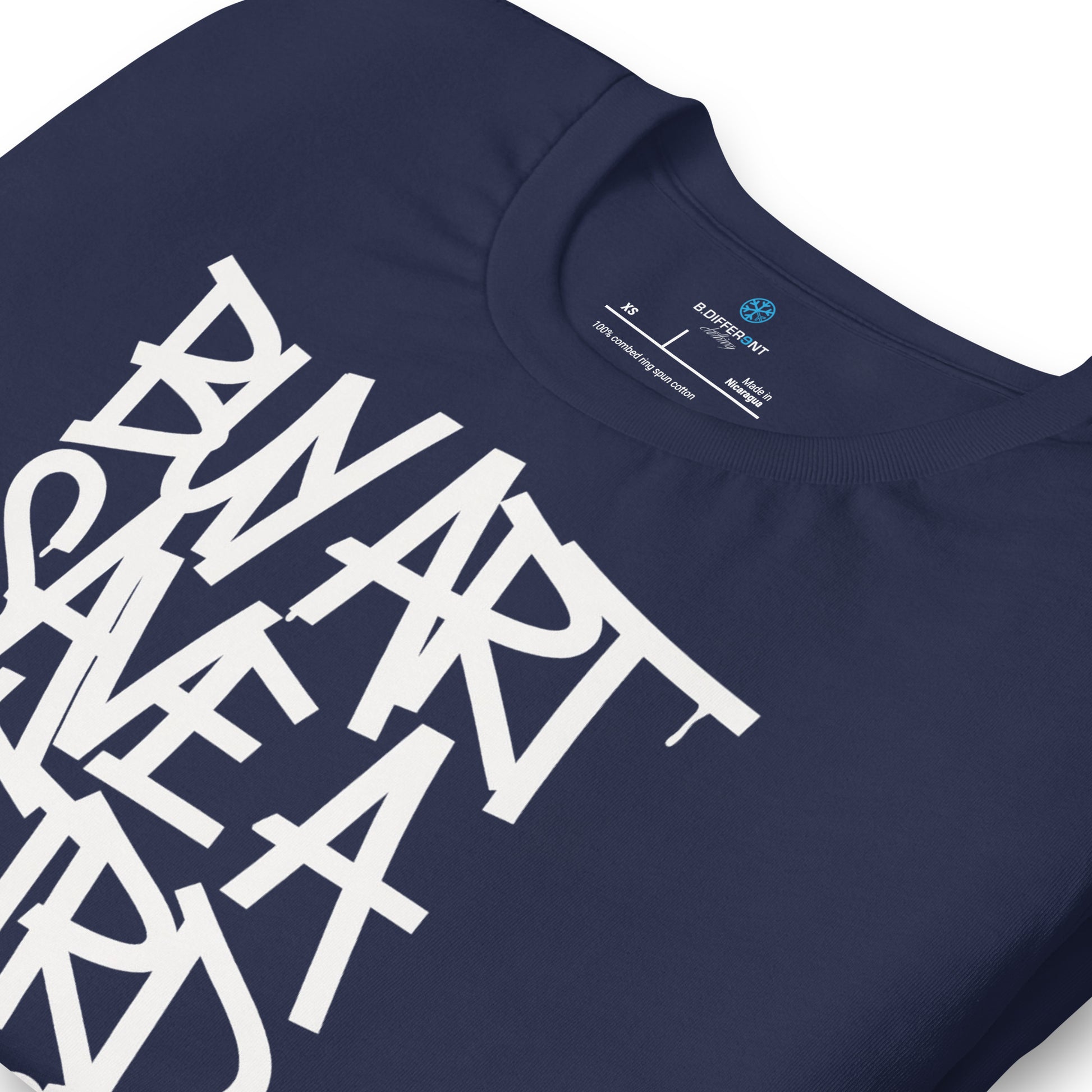 Navy-Buy Art Save a Weird Person Graffiti Tee from B.Different Clothing, detail, graffiti-inspired streetwear t-shirt