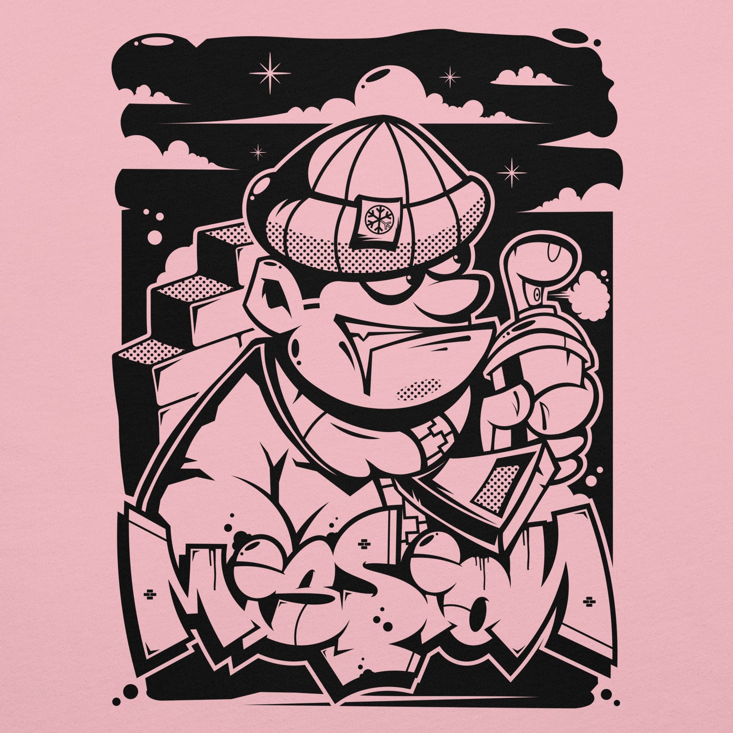 Pink-Mission Graffiti Character Tee from B.Different Clothing, graphic, graffiti-inspired streetwear t-shirt