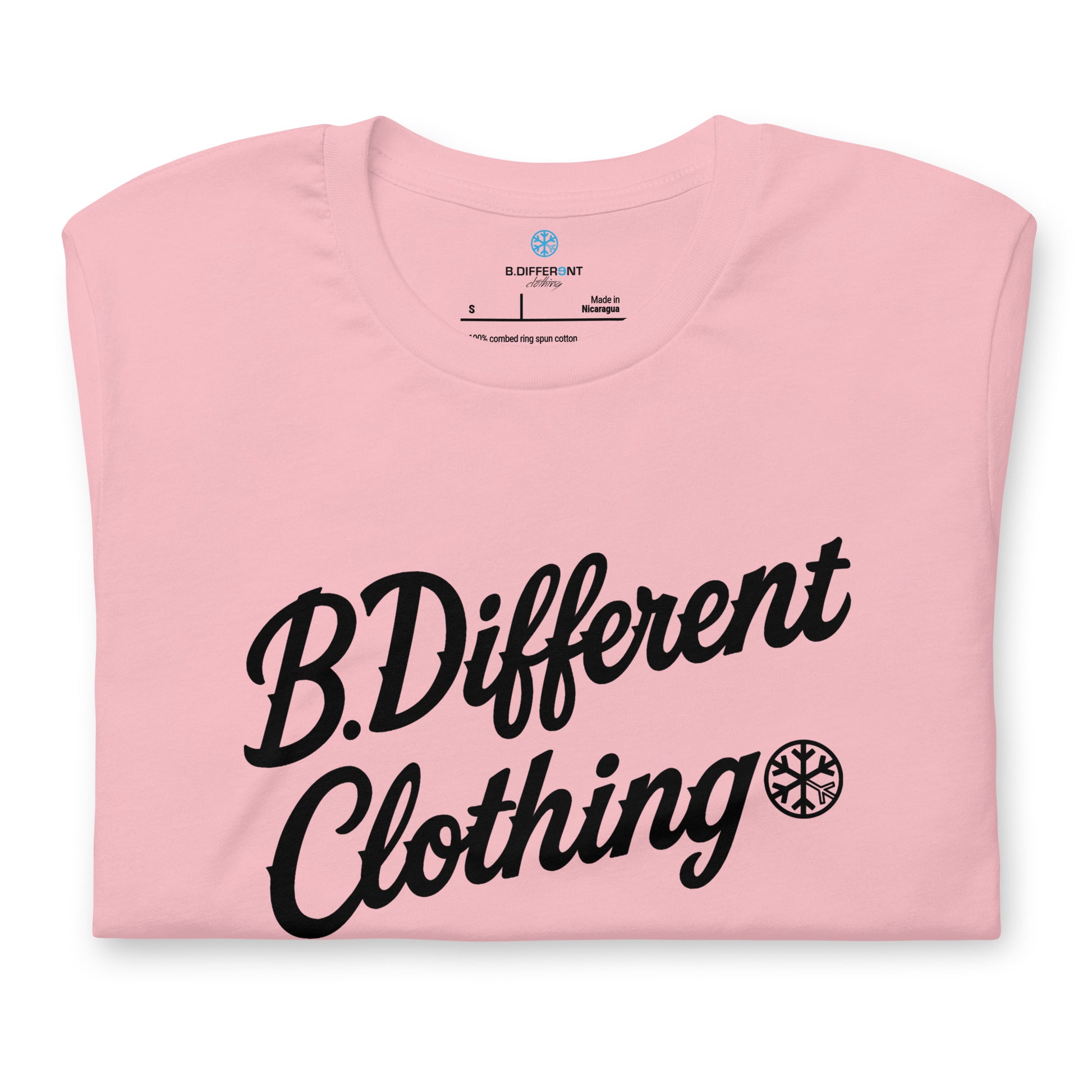 Pink-The League Tee from B.Different Clothing, folded, graffiti-inspired streetwear t-shirt
