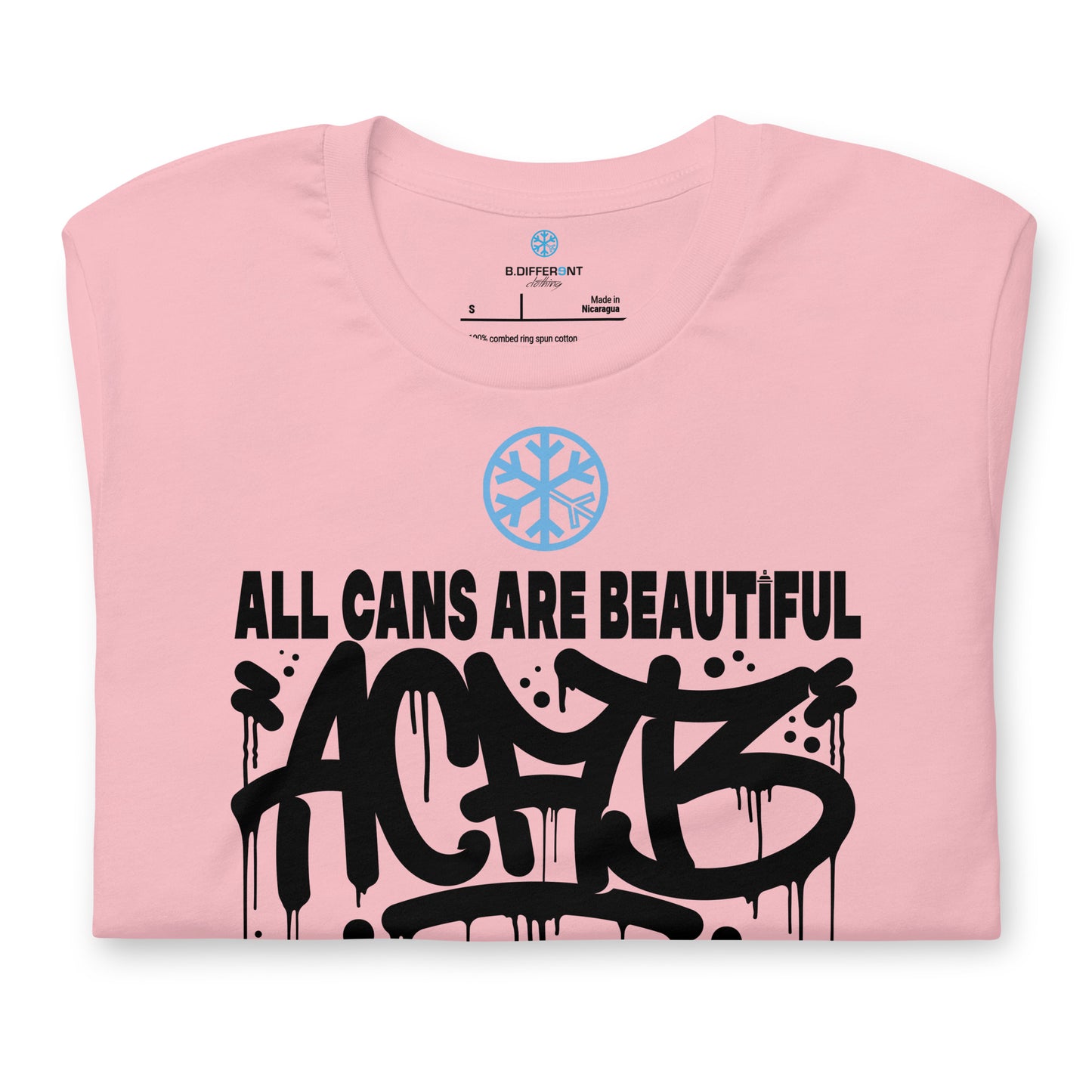 Pink-Acab Graffiti Tag Tee from B.Different Clothing, folded, graffiti-inspired streetwear t-shirt