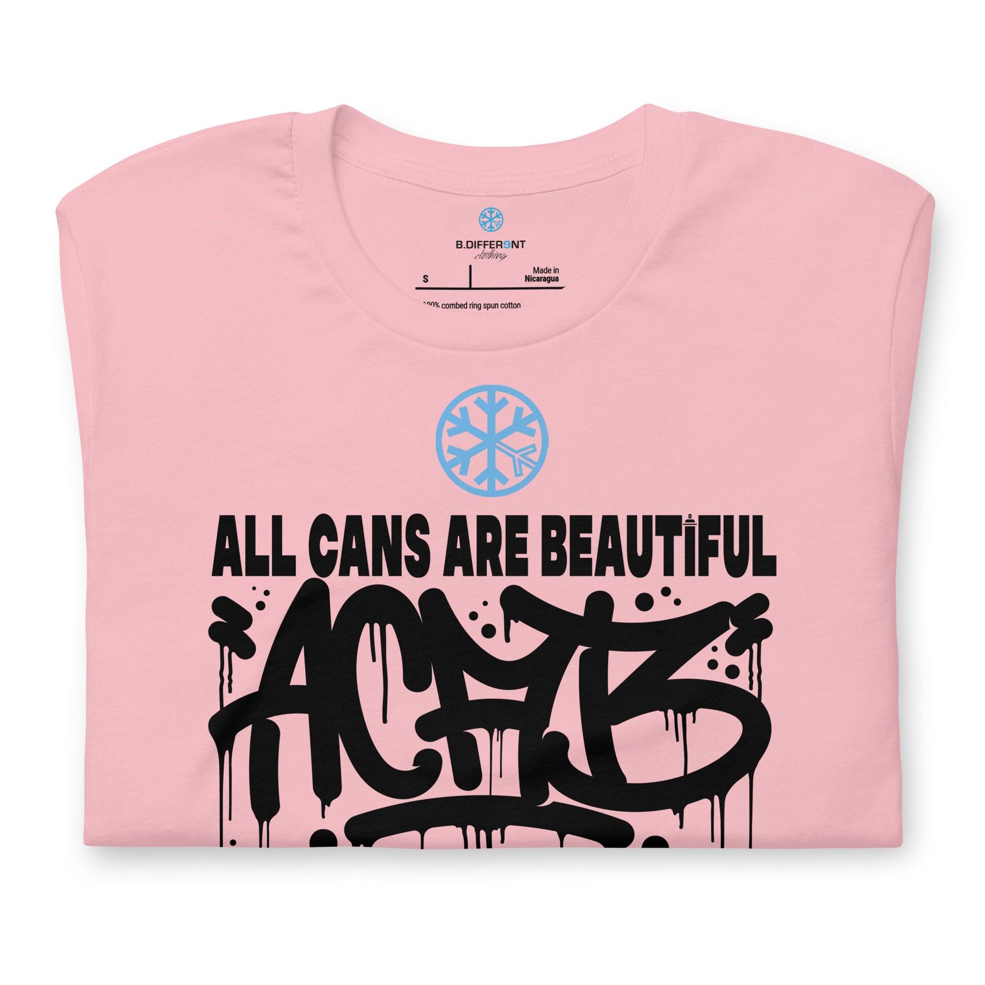 Pink-Acab Graffiti Tag Tee from B.Different Clothing, folded, graffiti-inspired streetwear t-shirt