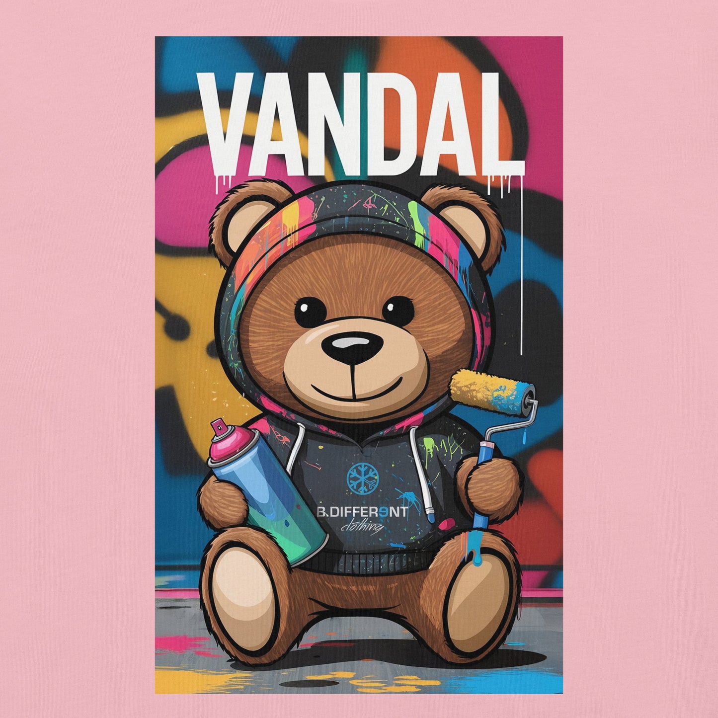 Pink-Vandal Teddy Bear Graffiti Tee from B.Different Clothing, graphic, graffiti-inspired streetwear