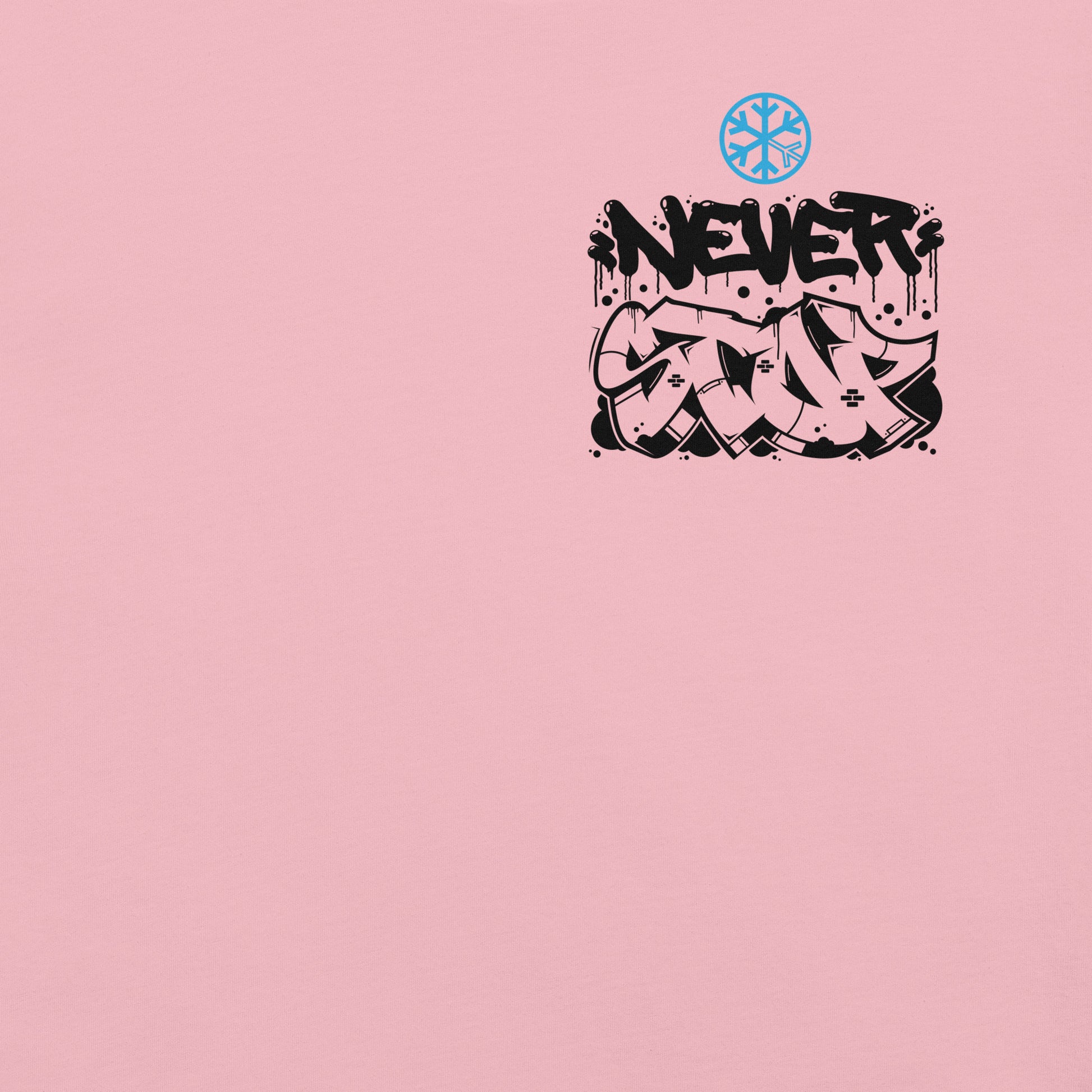 Pink-Never Stop Graffiti Character Tee from B.Different Clothing, front graphic, graffiti-inspired streetwear t-shirt