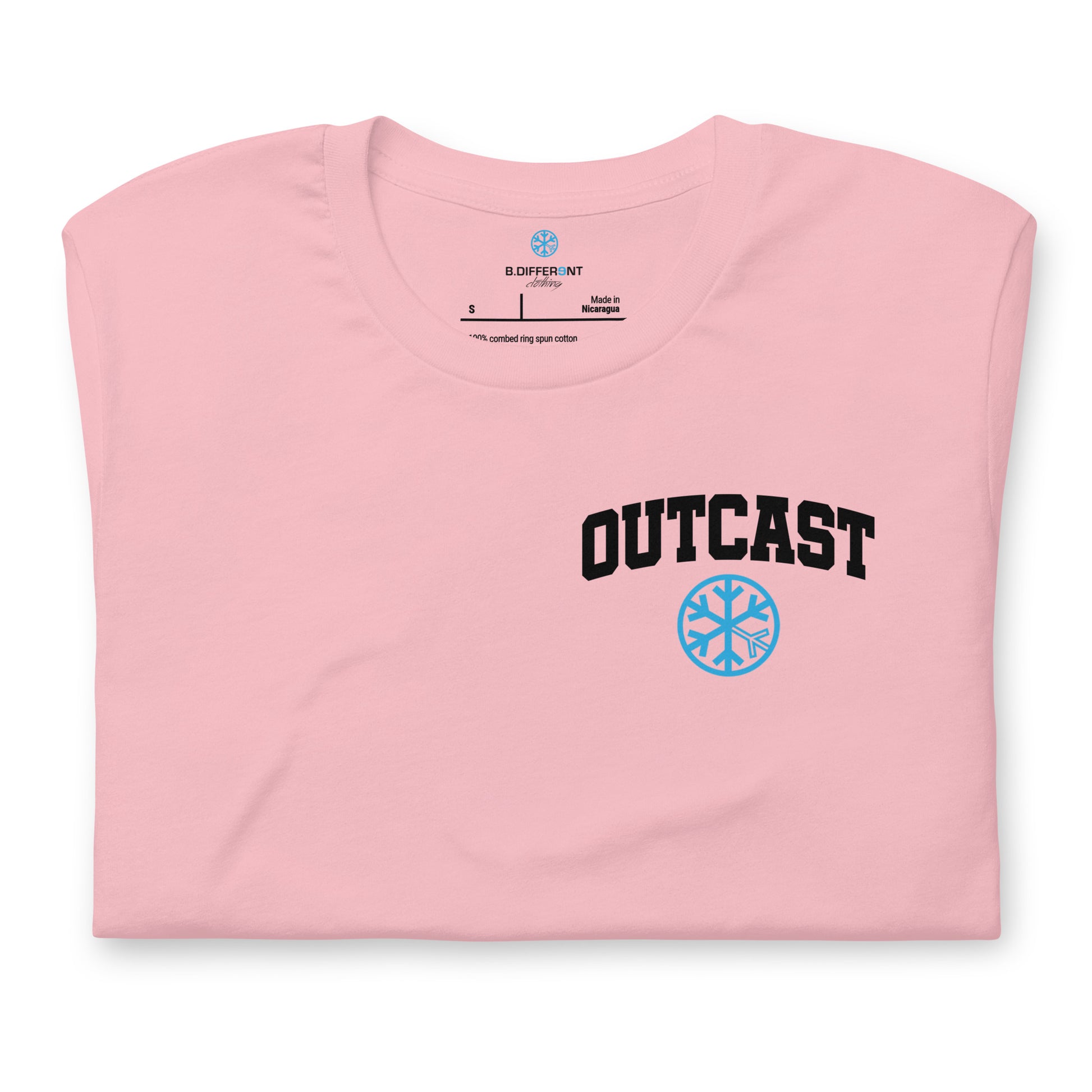 Pink-Outcast Graffiti Character Tee from B.Different Clothing, folded, graffiti-inspired streetwear t-shirt
