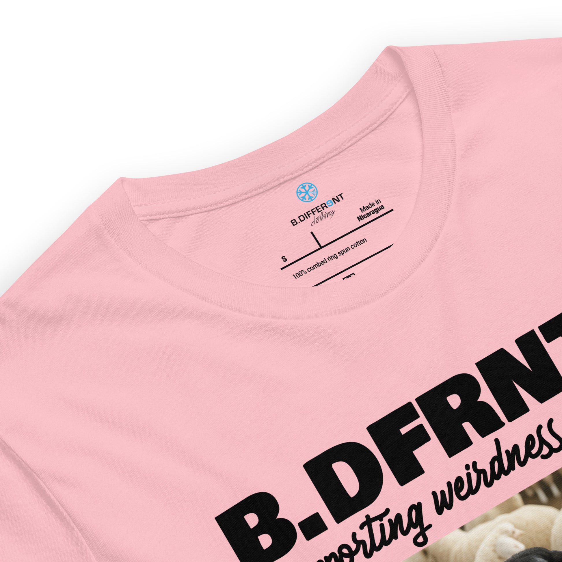 Pink-Black Sheep Tee from B.Different Clothing, collar, graffiti-inspired streetwear t-shirt