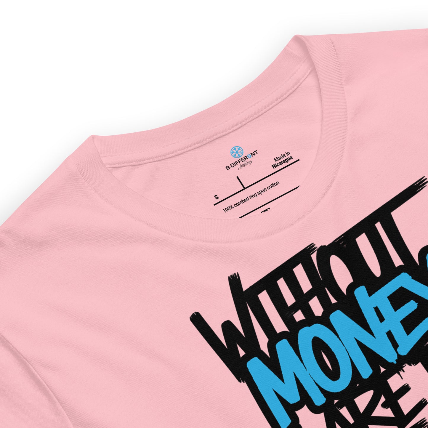 Pink-Without Dreams You Are Nothing Graffiti Tee from B.Different Clothing, collar, graffiti-inspired streetwear t-shirt