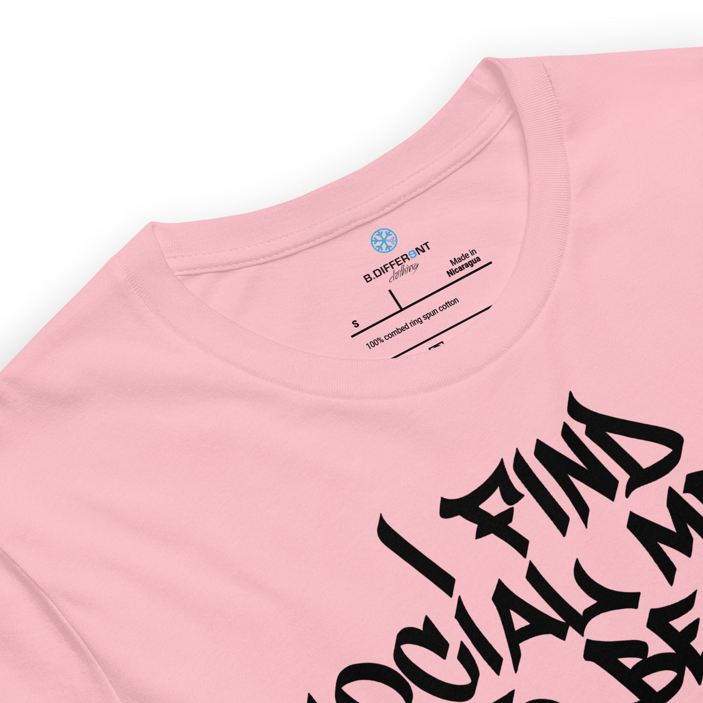 Pink-Social Media Graffiti Tag Tee from B.Different Clothing, collar, graffiti-inspired streetwear t-shirt
