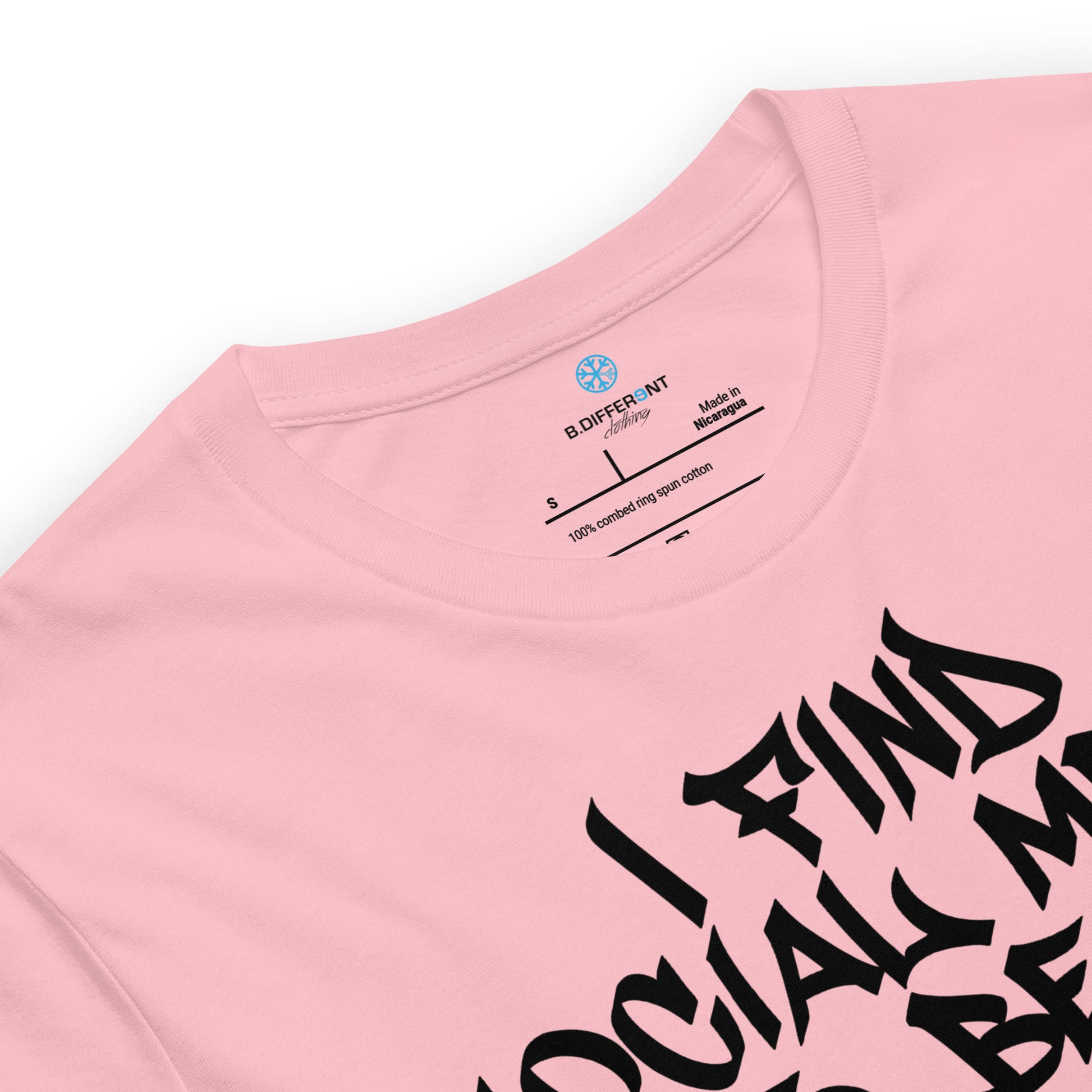 Pink-Social Media Graffiti Tag Tee from B.Different Clothing, collar, graffiti-inspired streetwear t-shirt