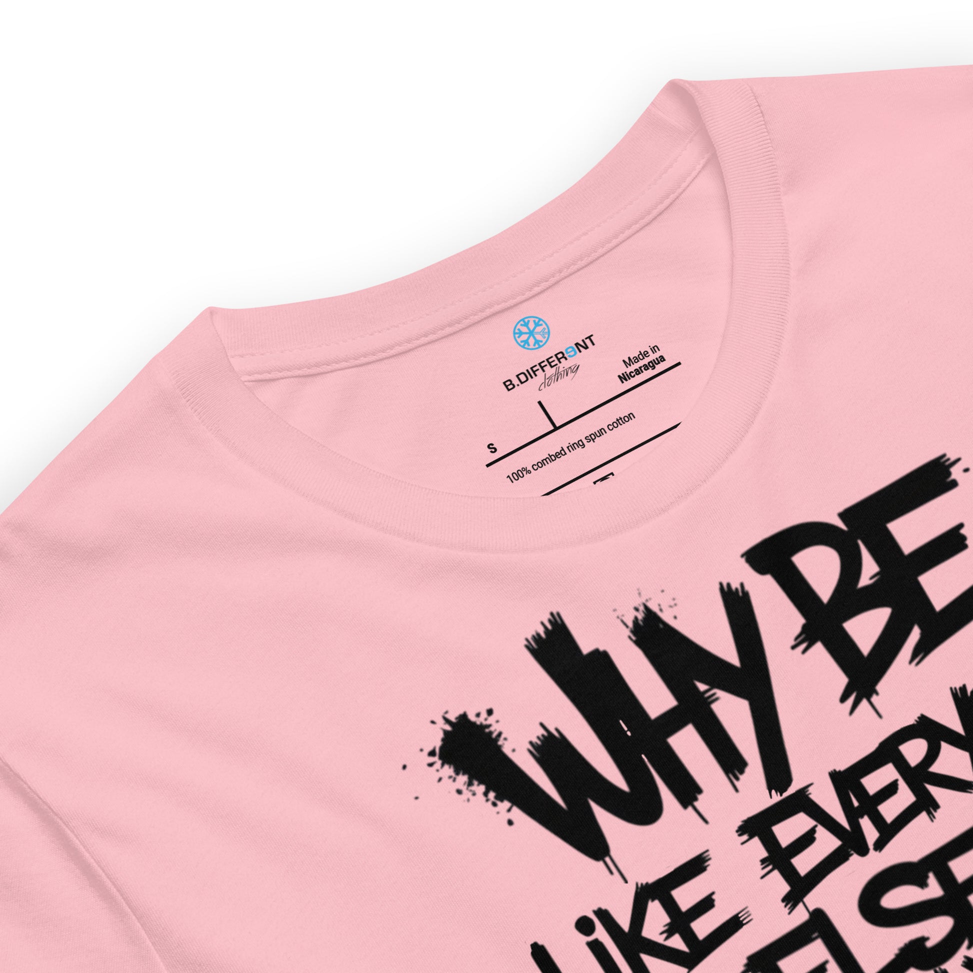 Pink-Chaos They Fear Graffiti Tag Tee from B.Different Clothing, collar, graffiti-inspired streetwear t-shirt