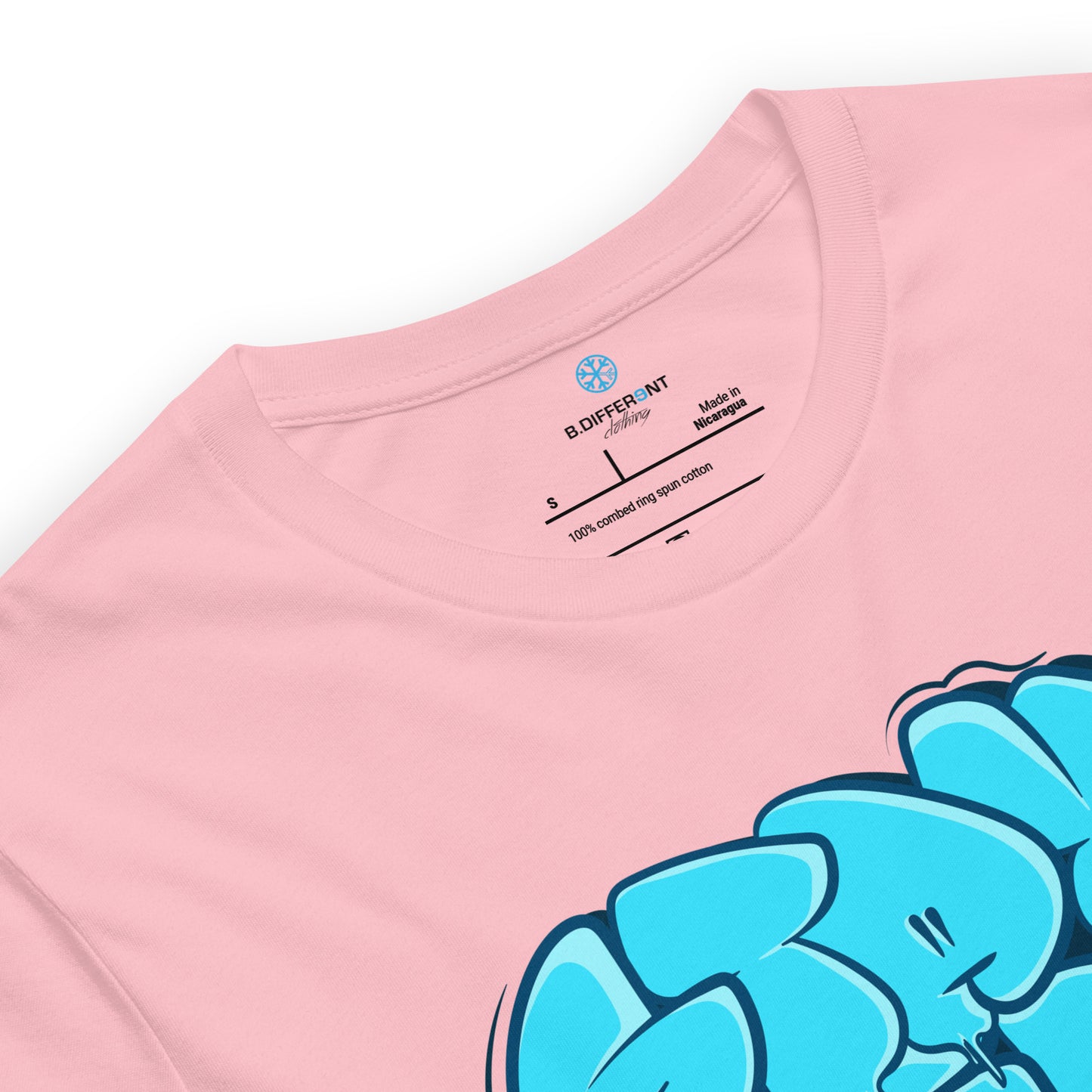 Pink-Stay Weird Graffiti Throw-up Tee from B.Different Clothing, collar, graffiti-inspired streetwear t-shirt