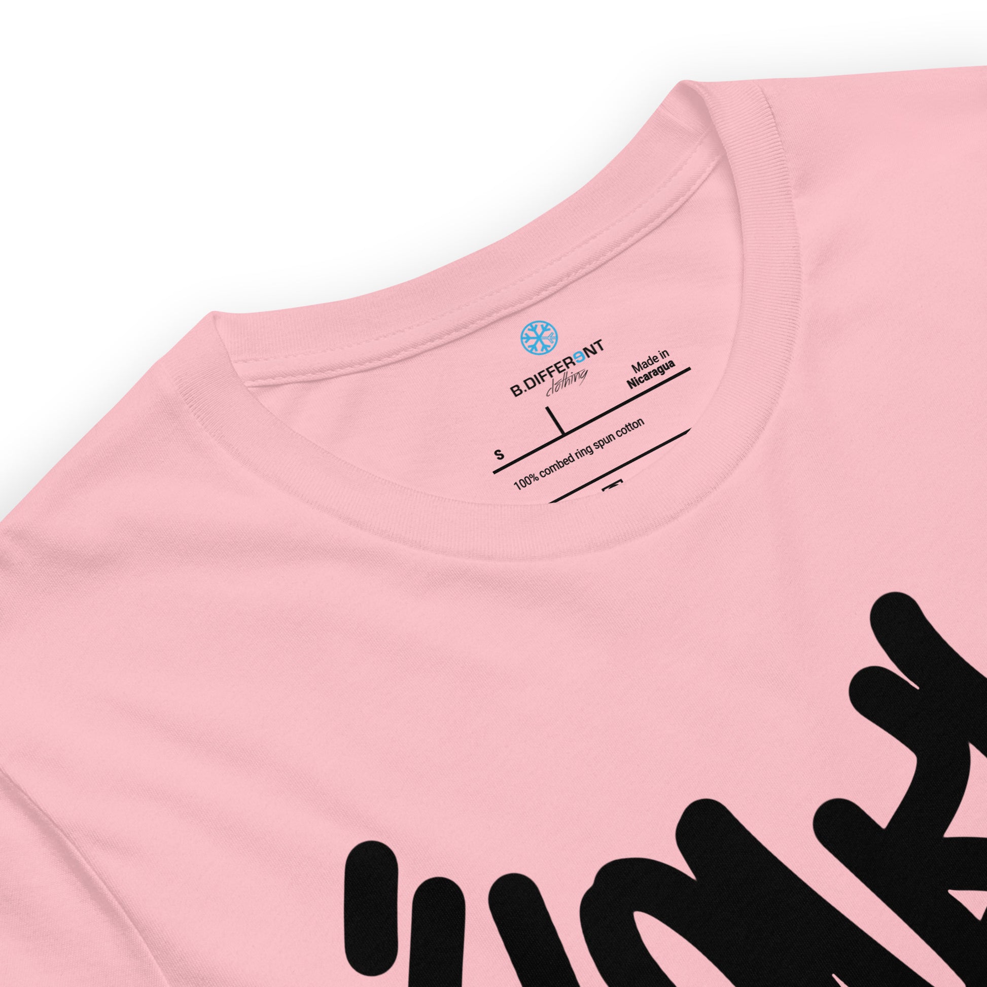 Pink-Loner Graffiti Tag Tee from B.Different Clothing, collar, graffiti-inspired streetwear t-shirt