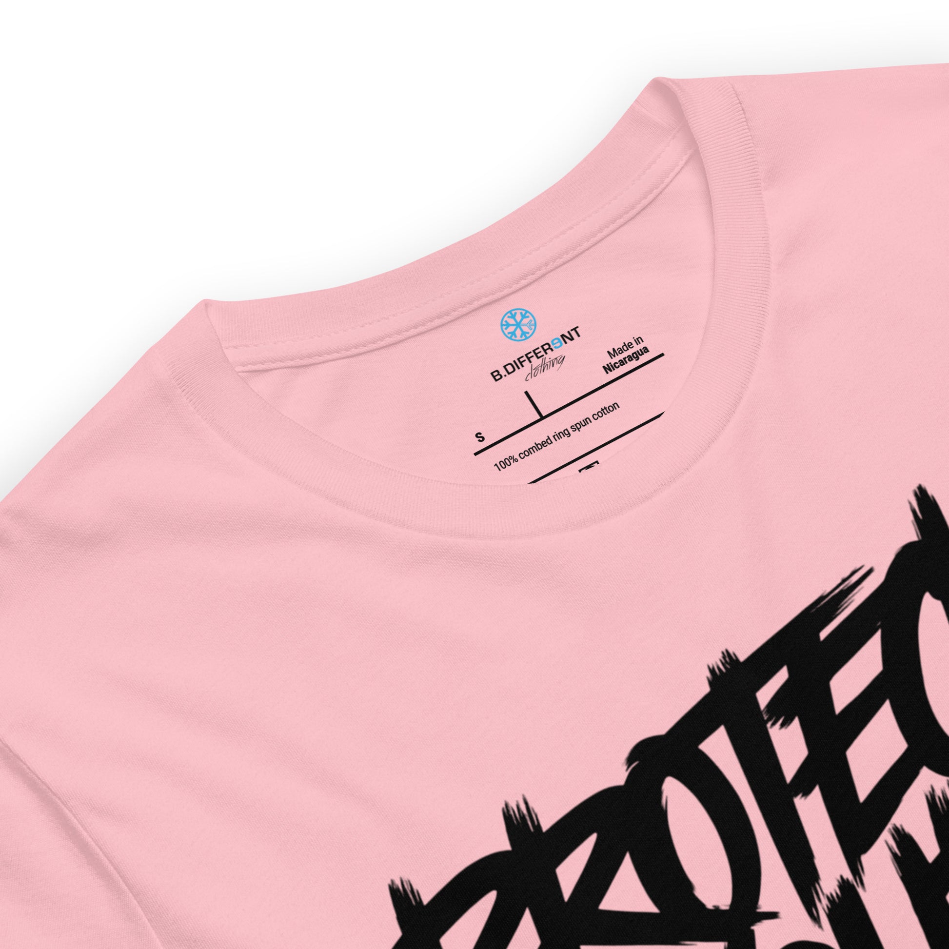 Pink-Protect Your Vibe Graffiti Tag Tee from B.Different Clothing, collar, graffiti-inspired streetwear t-shirt