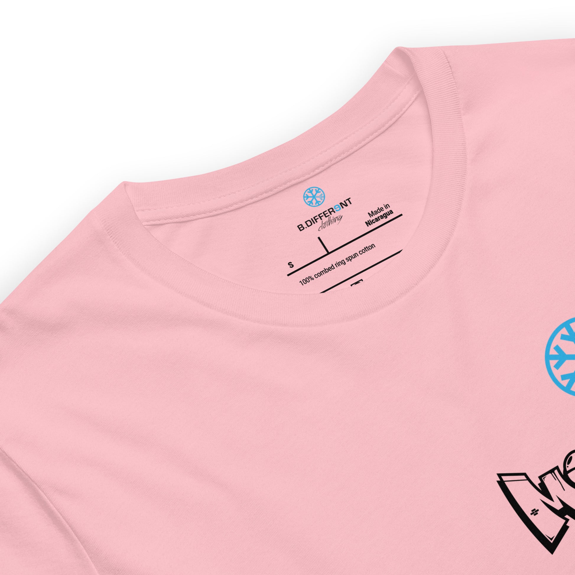 Pink-Mission Graffiti Character Tee from B.Different Clothing, collar, graffiti-inspired streetwear t-shirt