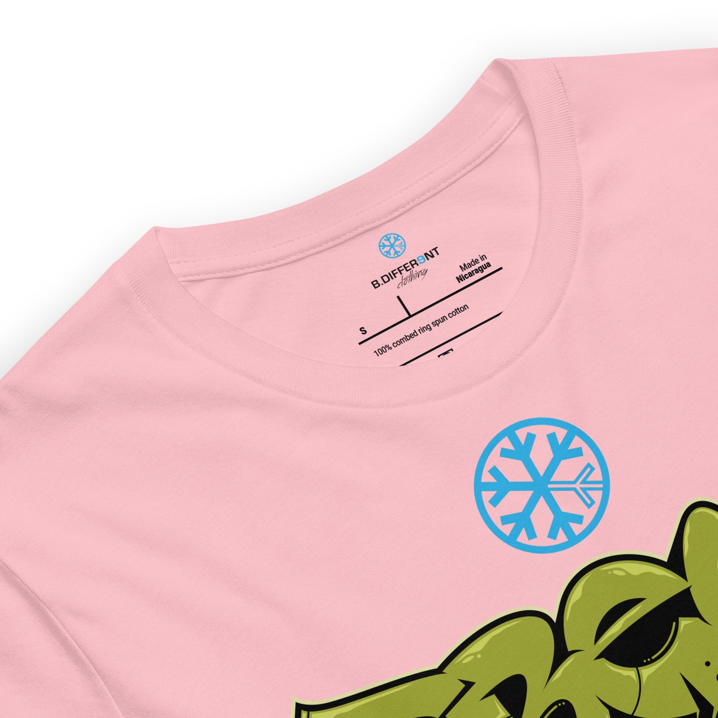 Pink-Fresh Graffiti Piece Tee from B.Different Clothing, collar, graffiti-inspired streetwear t-shirt