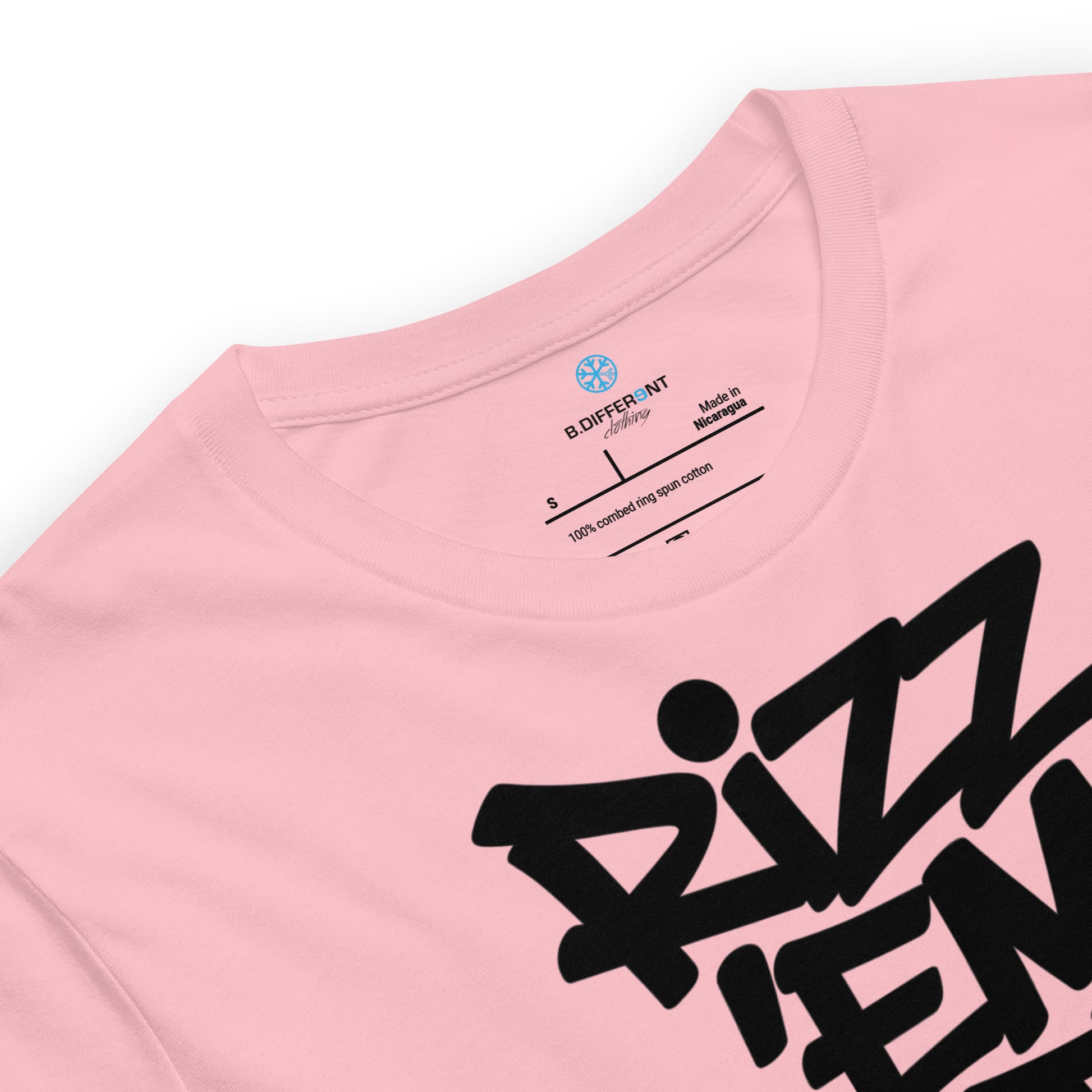 Pink-Rizz 'Em With The 'Tism Graffiti Tee from B.Different Clothing, collar, graffiti-inspired streetwear t-shirt