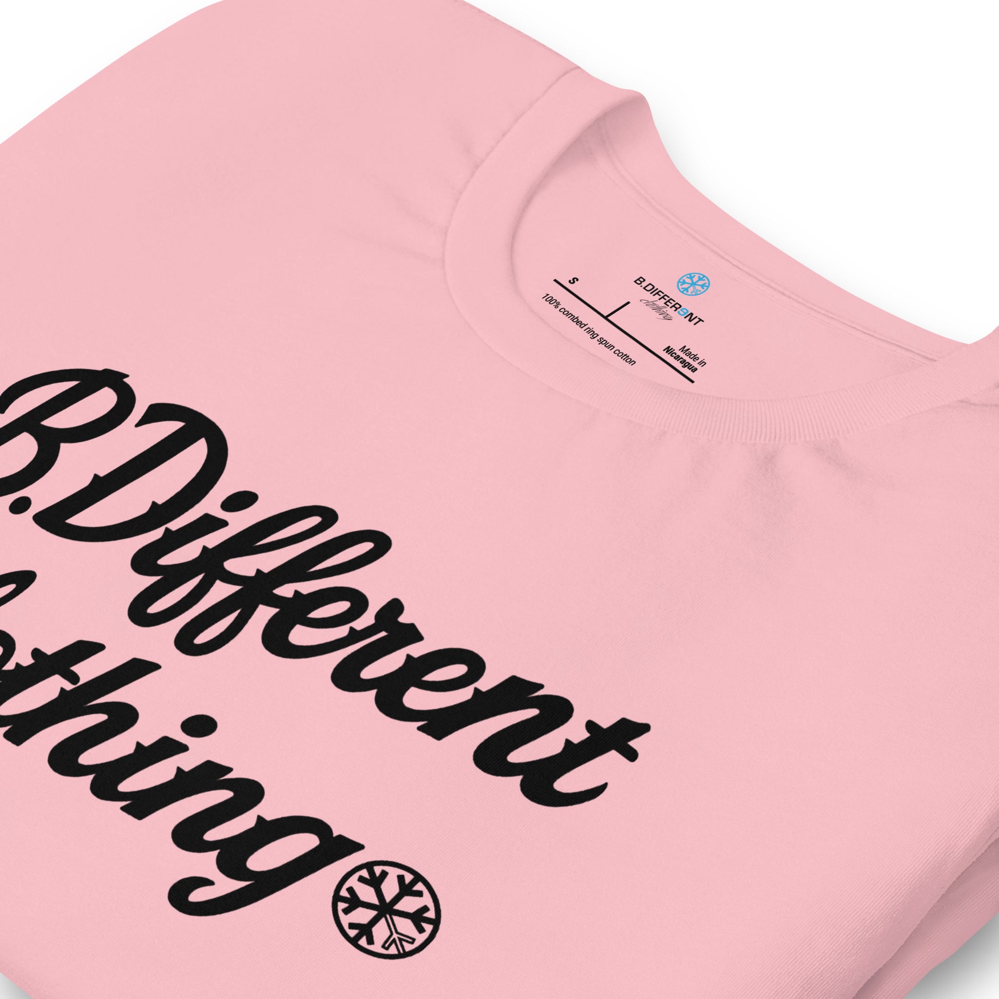 Pink-The League Tee from B.Different Clothing, detail, graffiti-inspired streetwear t-shirt