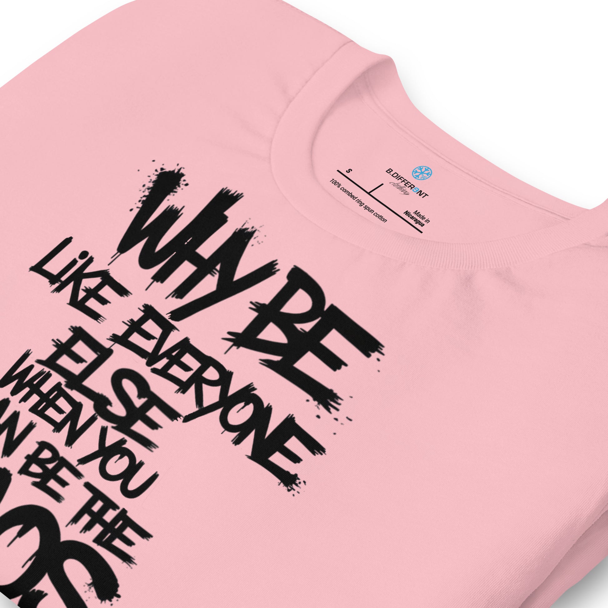 Pink-Chaos They Fear Graffiti Tag Tee from B.Different Clothing, detail, graffiti-inspired streetwear t-shirt