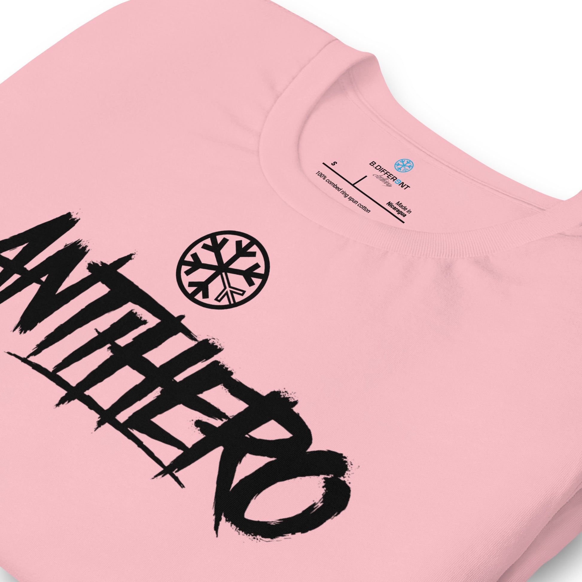 Pink-Antihero Graffiti Tag Tee from B.Different Clothing, detail, graffiti-inspired streetwear t-shirt