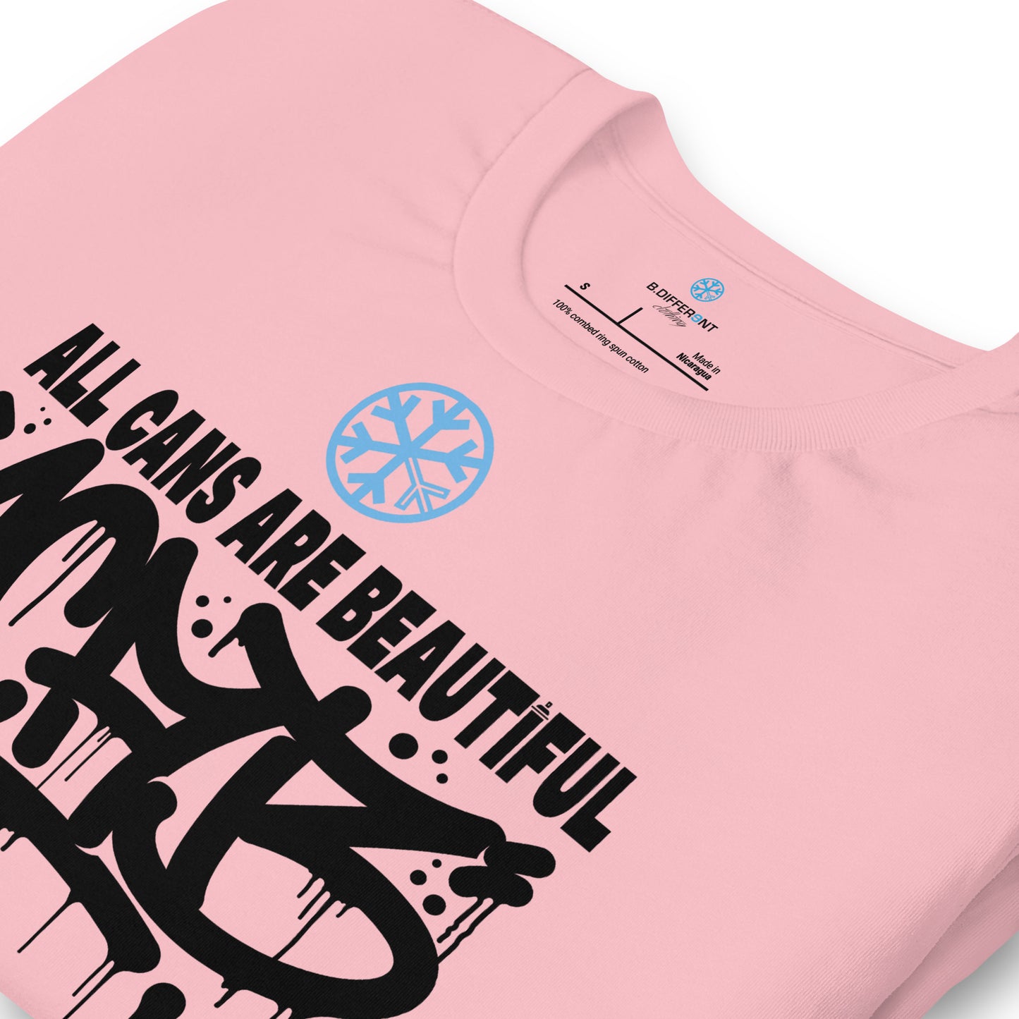 Pink-Acab Graffiti Tag Tee from B.Different Clothing, detail, graffiti-inspired streetwear t-shirt