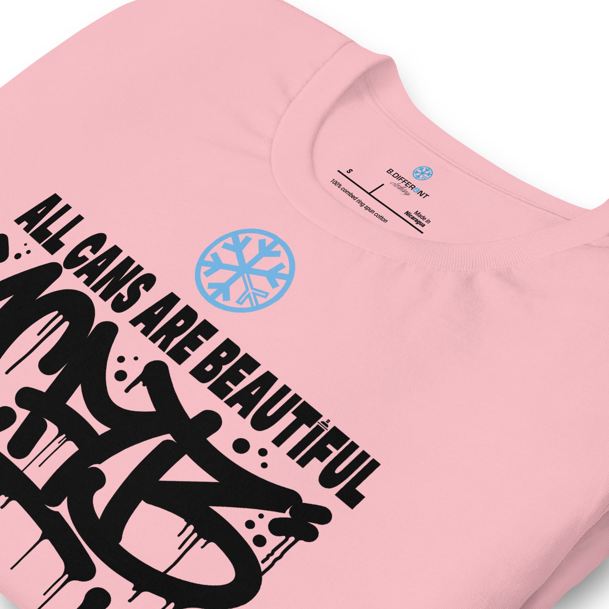 Pink-Acab Graffiti Tag Tee from B.Different Clothing, detail, graffiti-inspired streetwear t-shirt