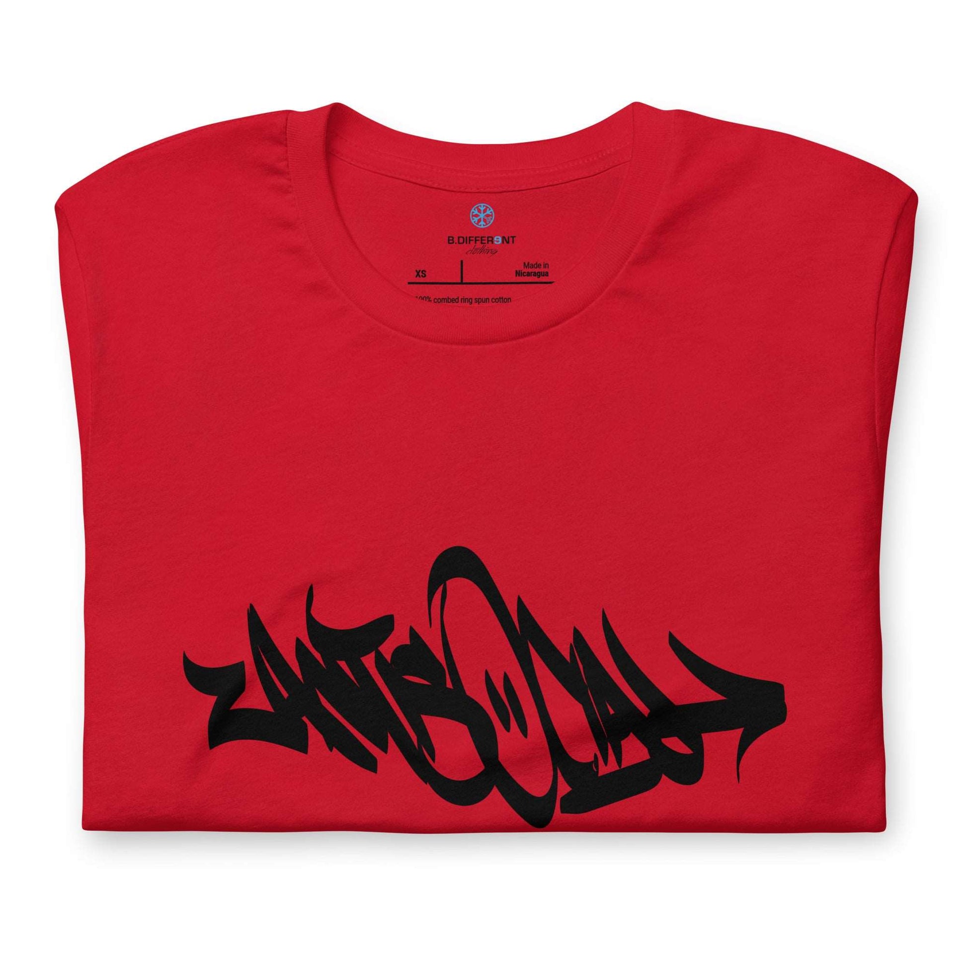 folded Antisocial Tag Tee red B.Different Clothing graffiti street art inspired streetwear brand