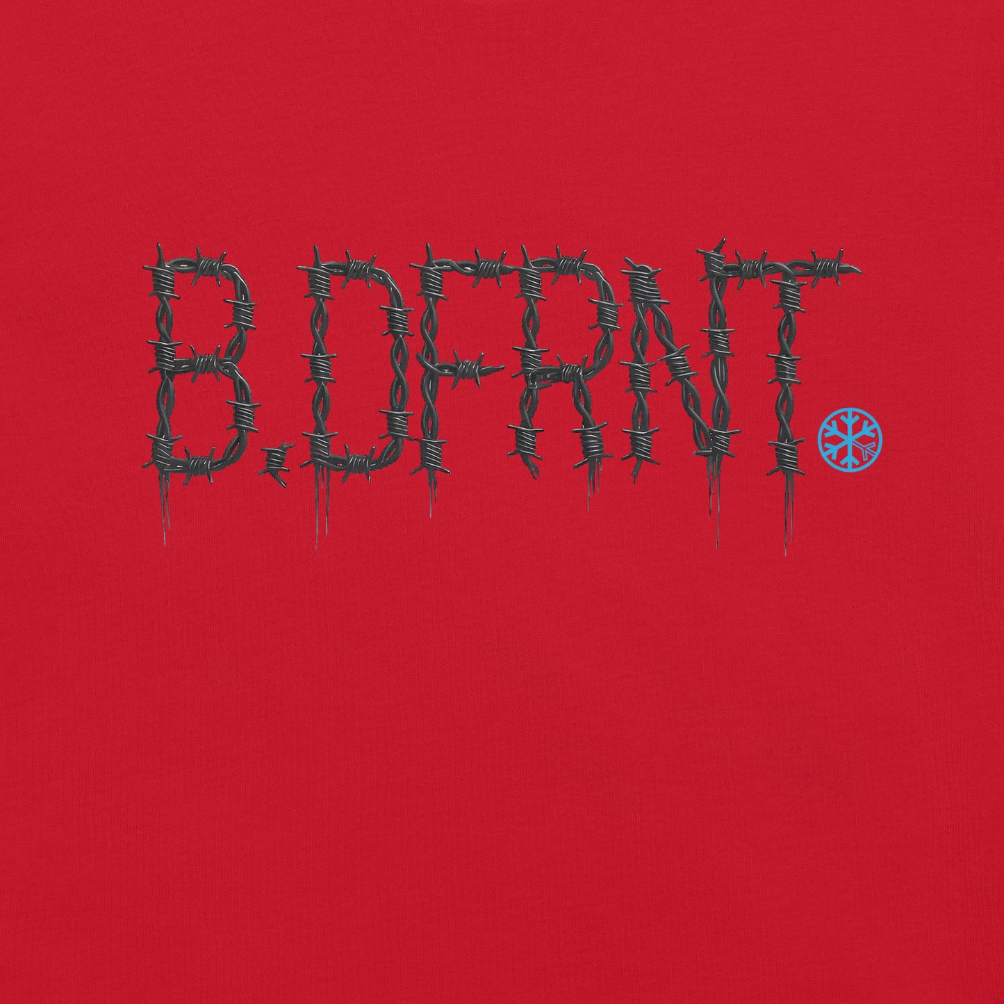 Red-B.DFRNT Barbed Wire Tee from B.Different Clothing, graphic, graffiti-inspired streetwear t-shirt
