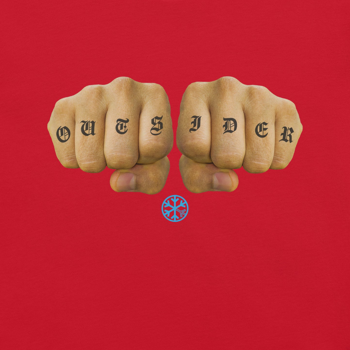 Red-Outsider Tattoo Tee from B.Different Clothing, graphic, graffiti-inspired streetwear t-shirt