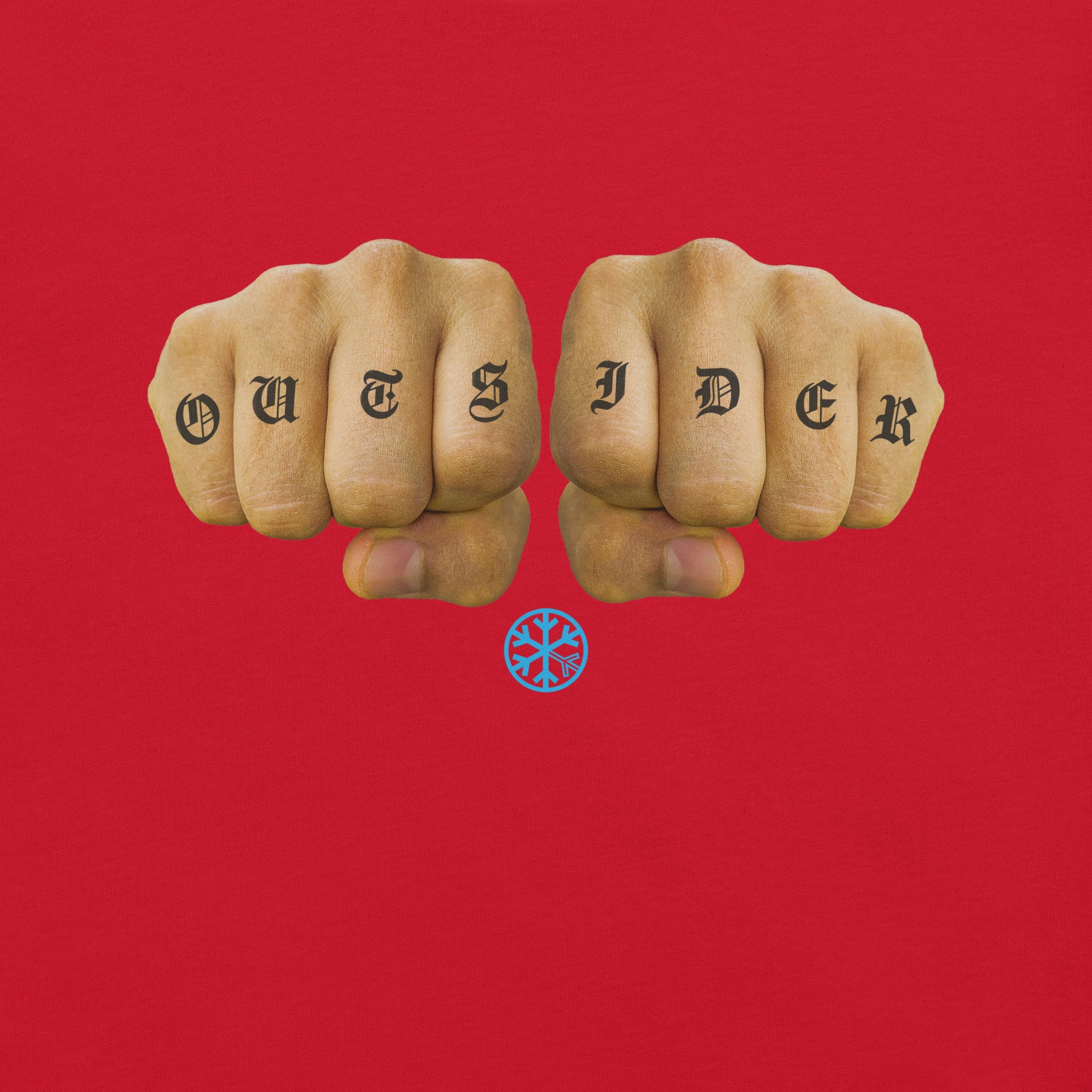 Red-Outsider Tattoo Tee from B.Different Clothing, graphic, graffiti-inspired streetwear t-shirt