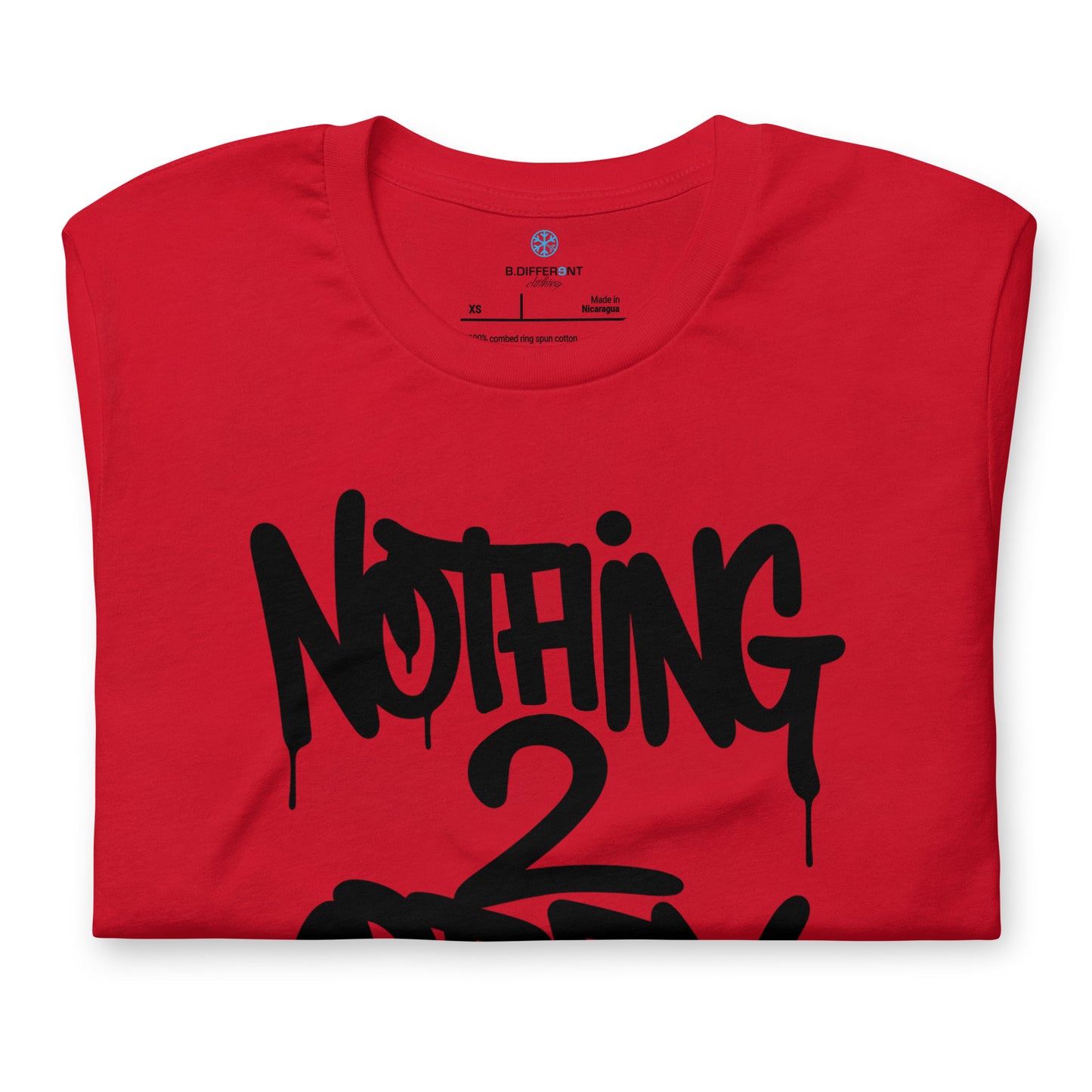 Red-Nothing 2 Obey Graffiti Tee from B.Different Clothing, folded, graffiti-inspired streetwear t-shirt