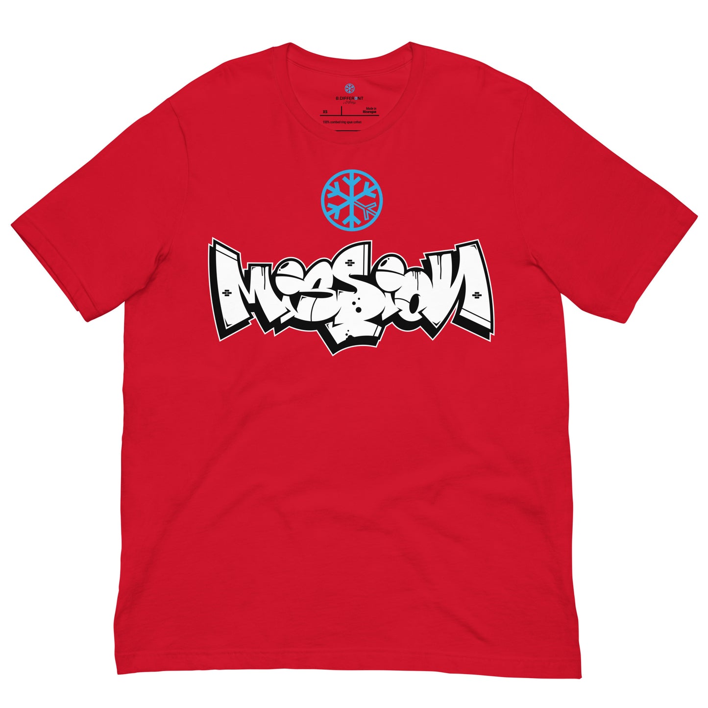 Rad-Mission Graffiti Piece Tee from B.Different Clothing, front view, graffiti-inspired streetwear t-shirt