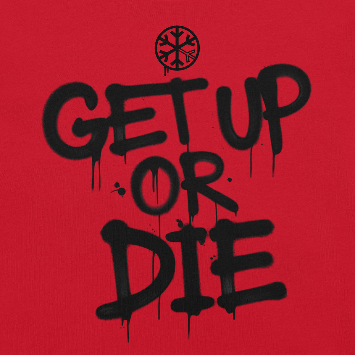 Red-Get Up or Die Graffiti Tag Tee from B.Different Clothing, front graphic, graffiti-inspired streetwear t-shirt