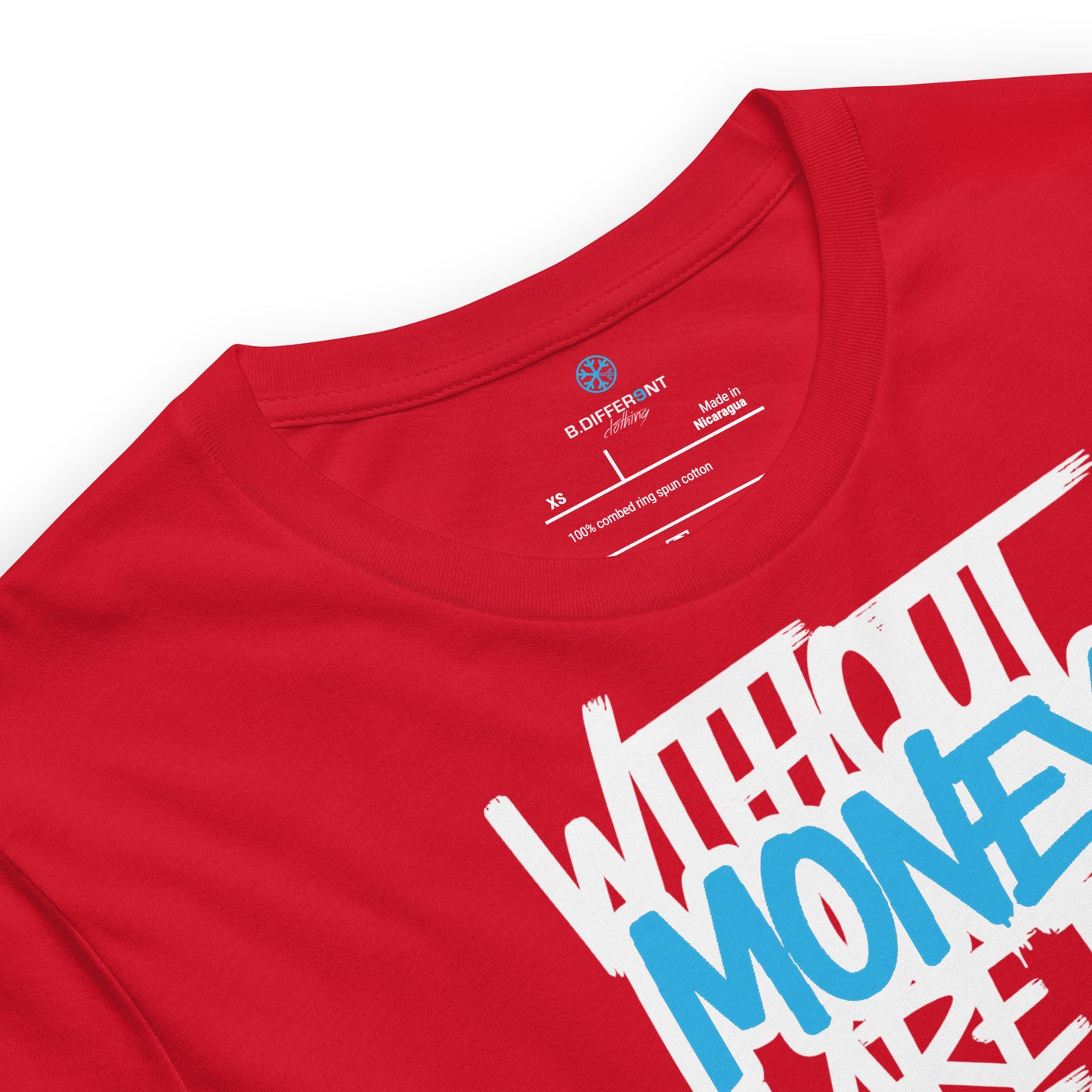 Red-Without Dreams You Are Nothing Graffiti Tee from B.Different Clothing, collar, graffiti-inspired streetwear t-shirt