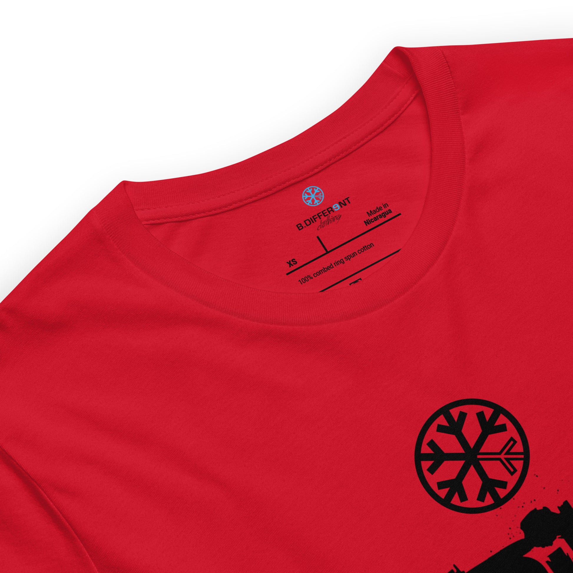 Red-Outsider Graffiti Tag Tee from B.Different Clothing, collar, graffiti-inspired streetwear t-shirt