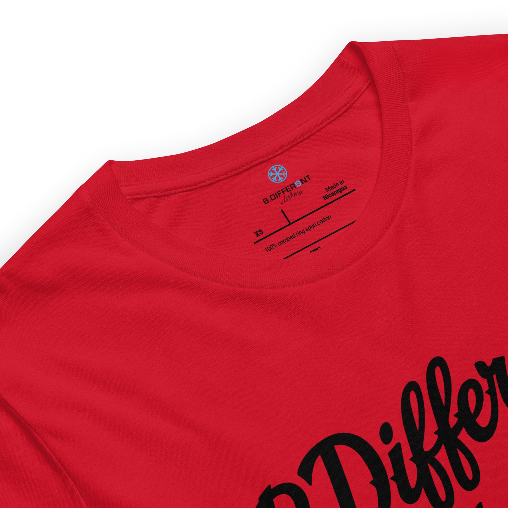 Red-The League Tee from B.Different Clothing, collar, graffiti-inspired streetwear t-shirt