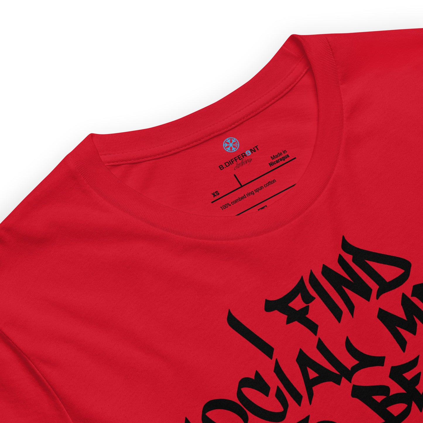 Red-Social Media Graffiti Tag Tee from B.Different Clothing, collar, graffiti-inspired streetwear t-shirt