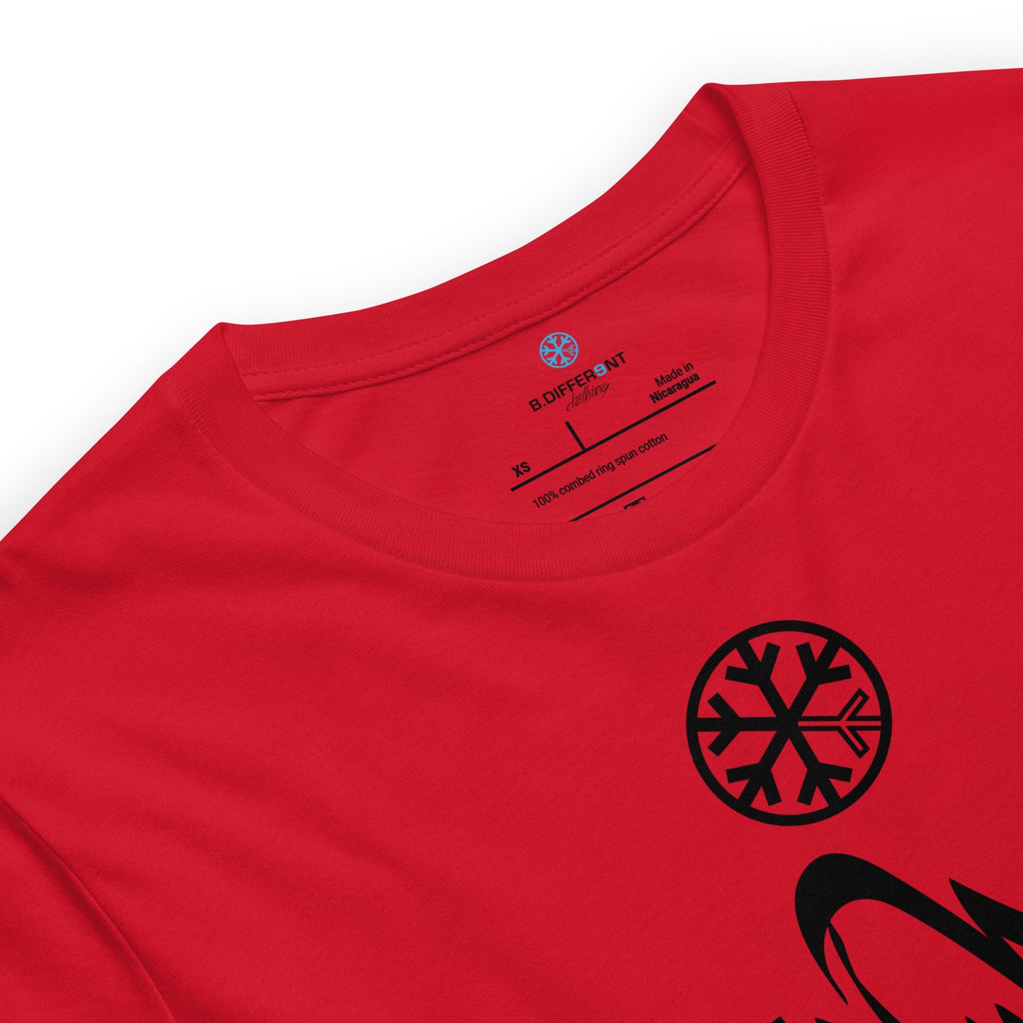 Red-Antisocial Graffiti Tag Tee from B.Different Clothing, collar, graffiti-inspired streetwear t-shirt