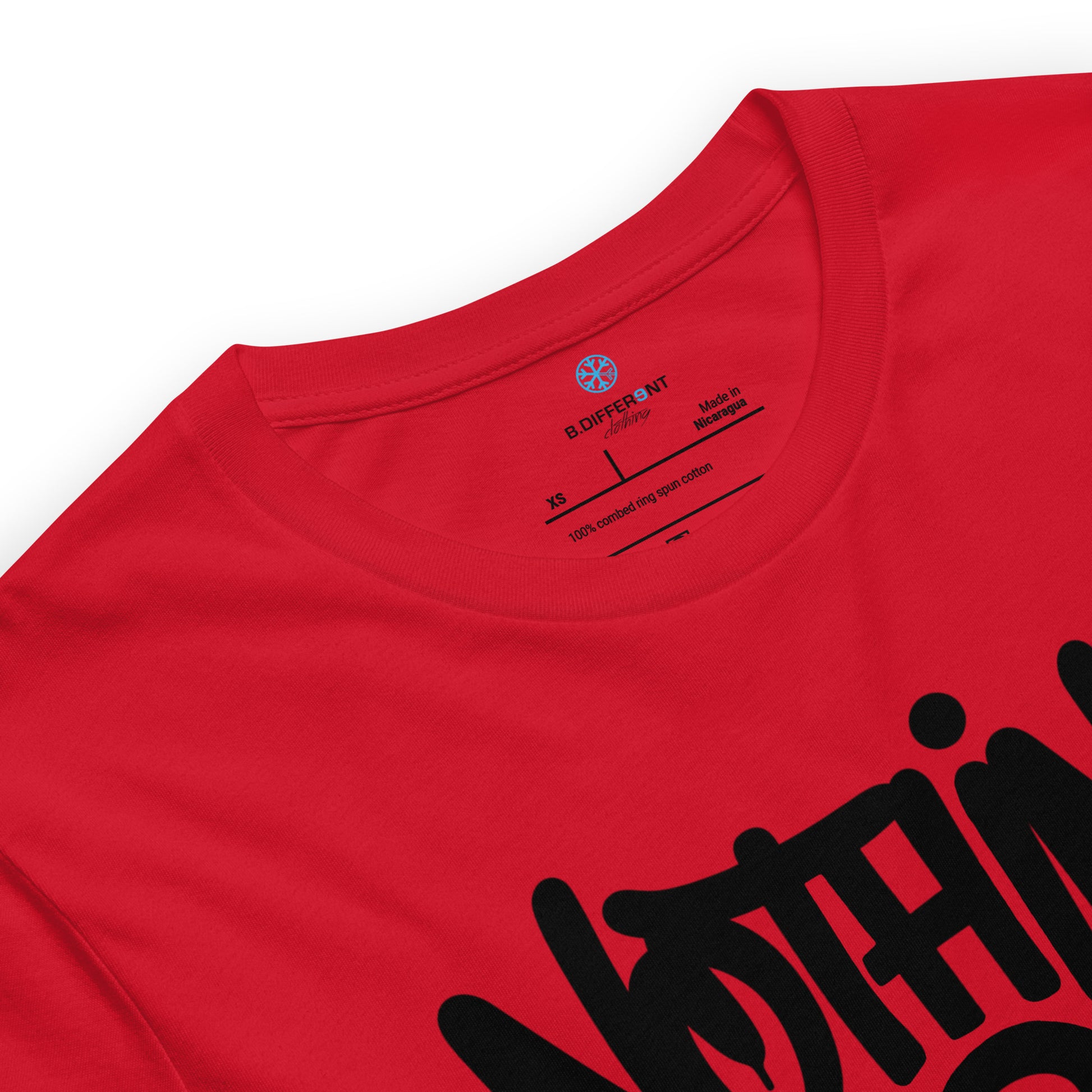 Red-Nothing 2 Obey Graffiti Tee from B.Different Clothing, collar, graffiti-inspired streetwear t-shirt