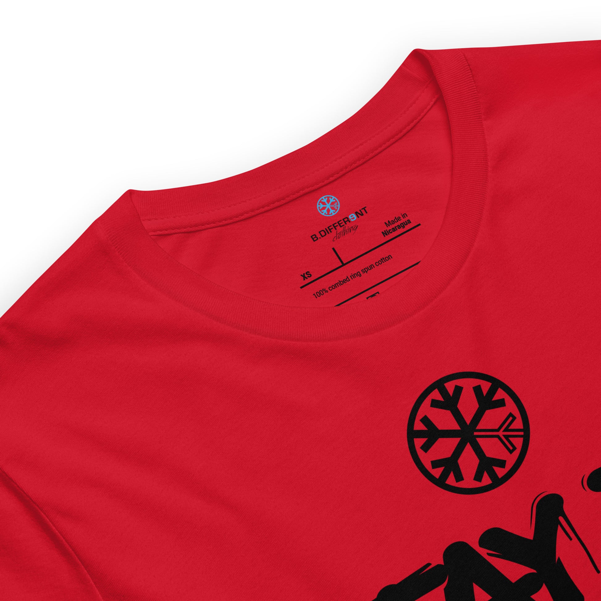 Red-Stay Fly Graffiti Tag Tee from B.Different Clothing, collar, graffiti-inspired streetwear t-shirt