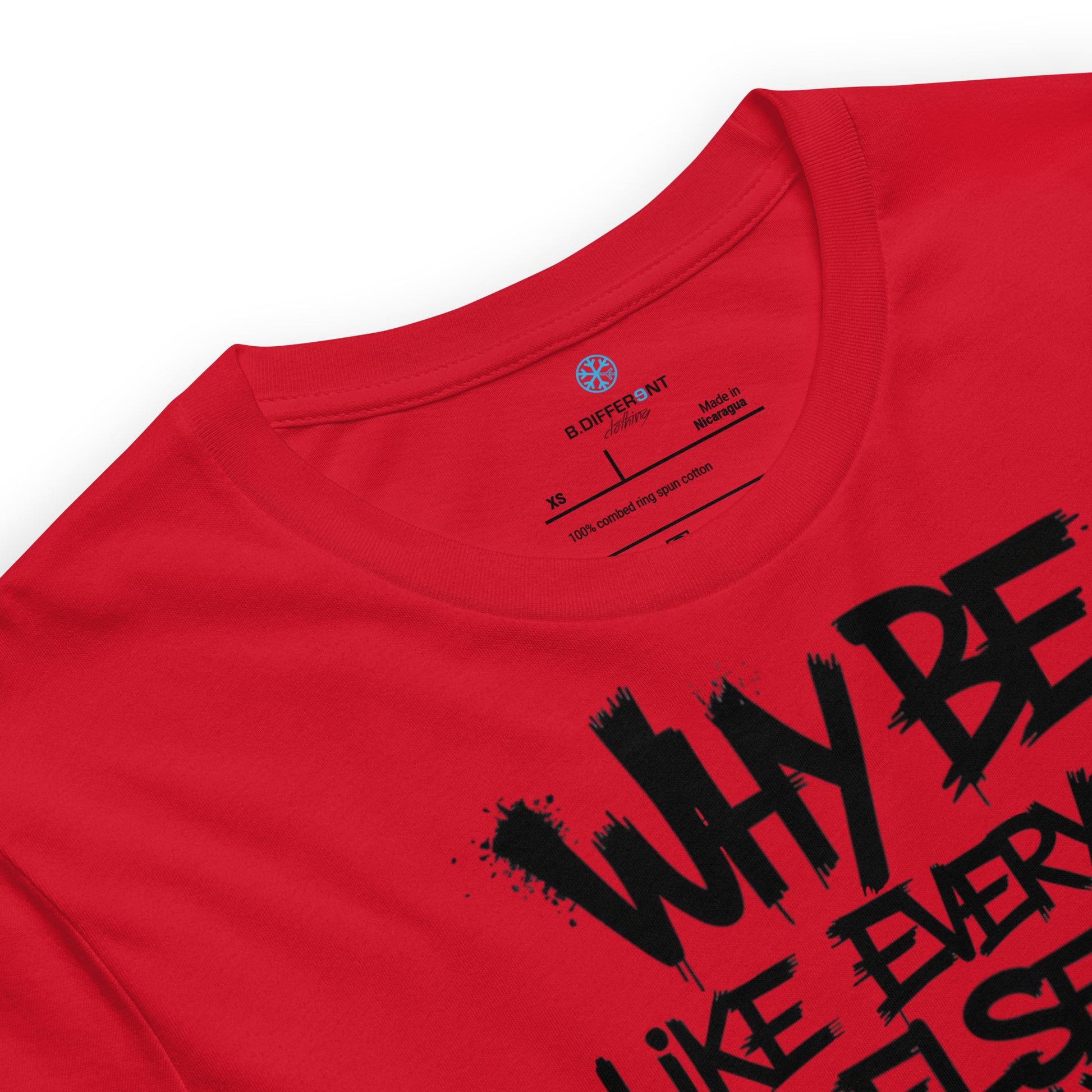 Red-Chaos They Fear Graffiti Tag Tee from B.Different Clothing, collar, graffiti-inspired streetwear t-shirt