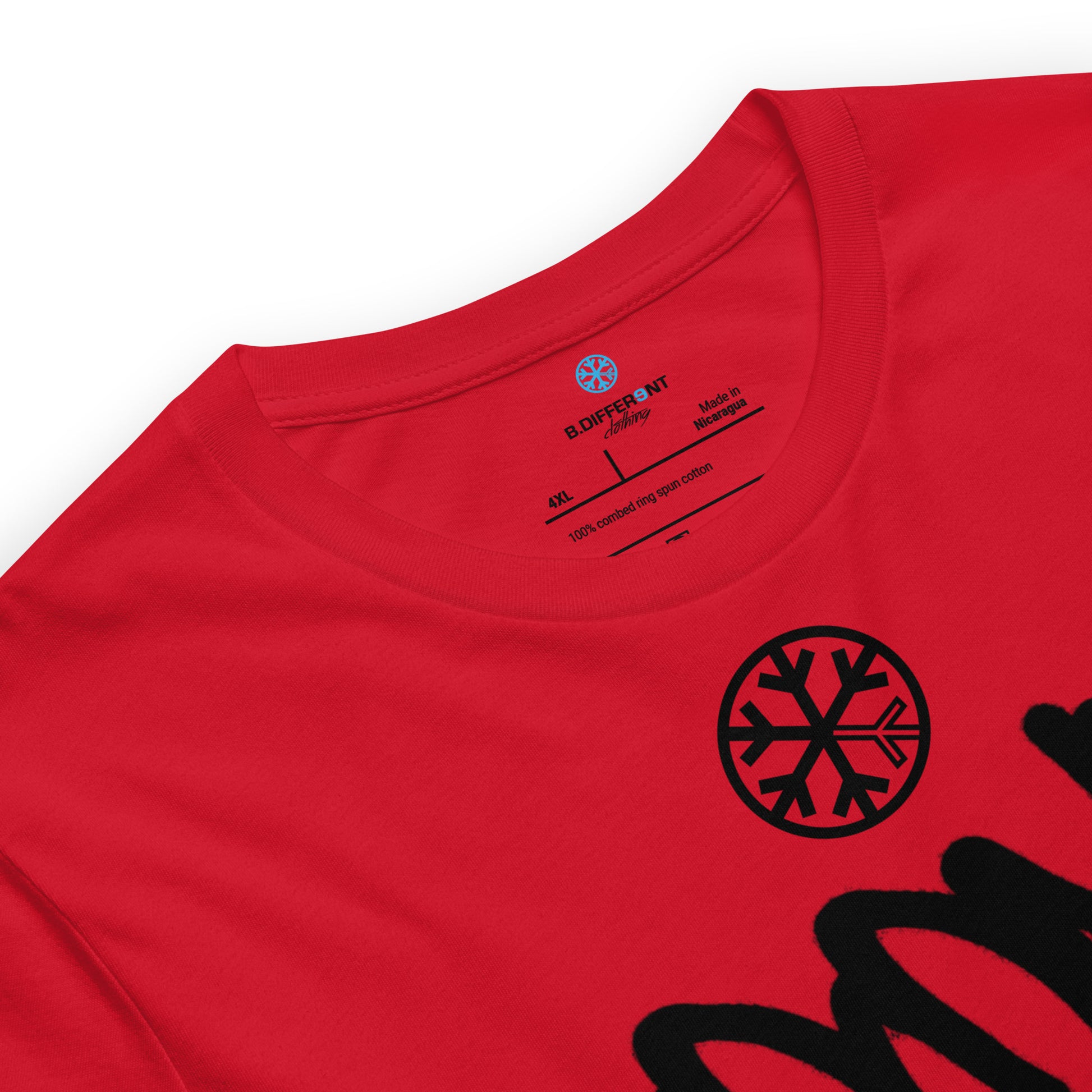 Red-Loony Graffiti Tag Tee from B.Different Clothing, collar, graffiti-inspired streetwear t-shirt