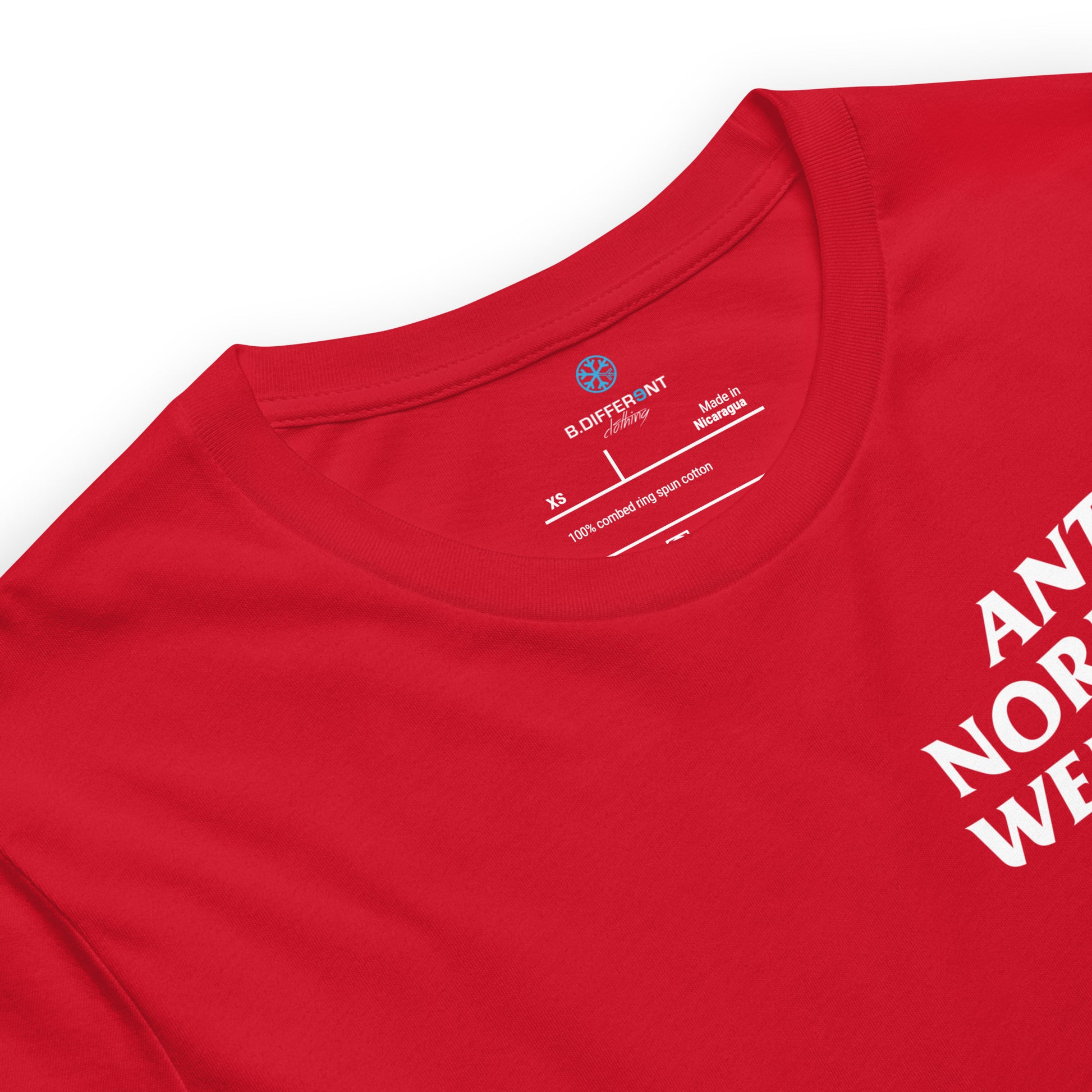 Red-Anti Normies Weirdos Club Tee from B.Different Clothing, collar, graffiti-inspired streetwear t-shirt