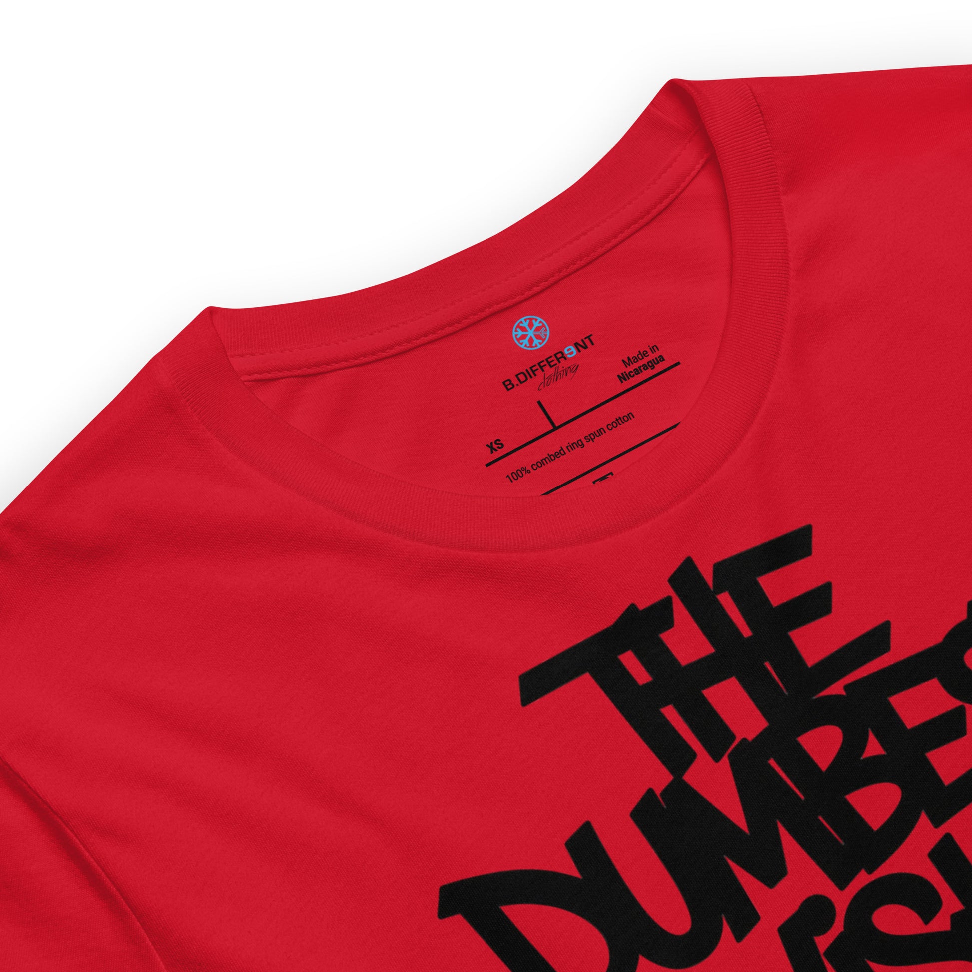 Red-The Dumbest Wish Graffiti Tag Tee from B.Different Clothing, collar, graffiti-inspired streetwear t-shirt