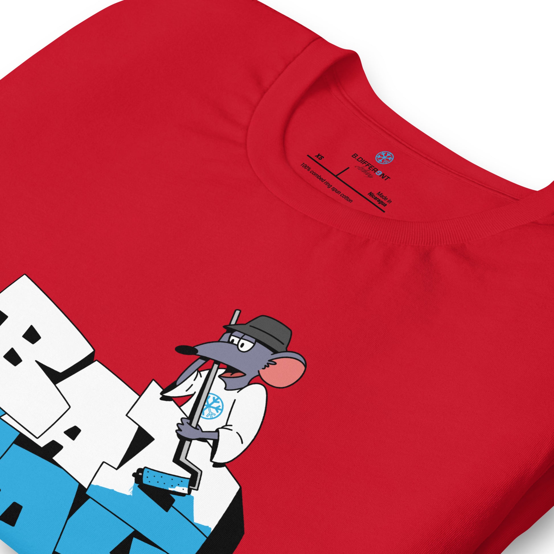 Red-Bad Boy Graffiti Tee from B.Different Clothing, detail, graffiti-inspired streetwear t-shirt