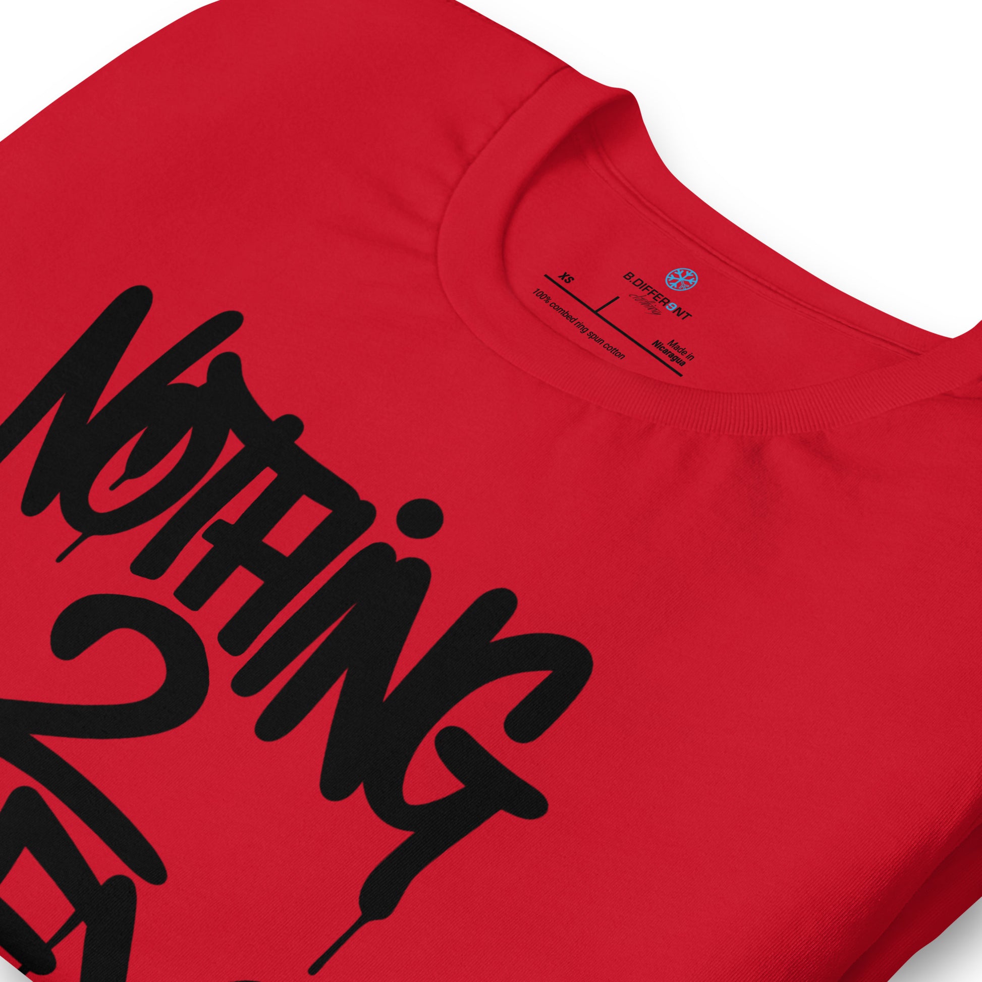 Red-Nothing 2 Obey Graffiti Tee from B.Different Clothing, detail, graffiti-inspired streetwear t-shirt