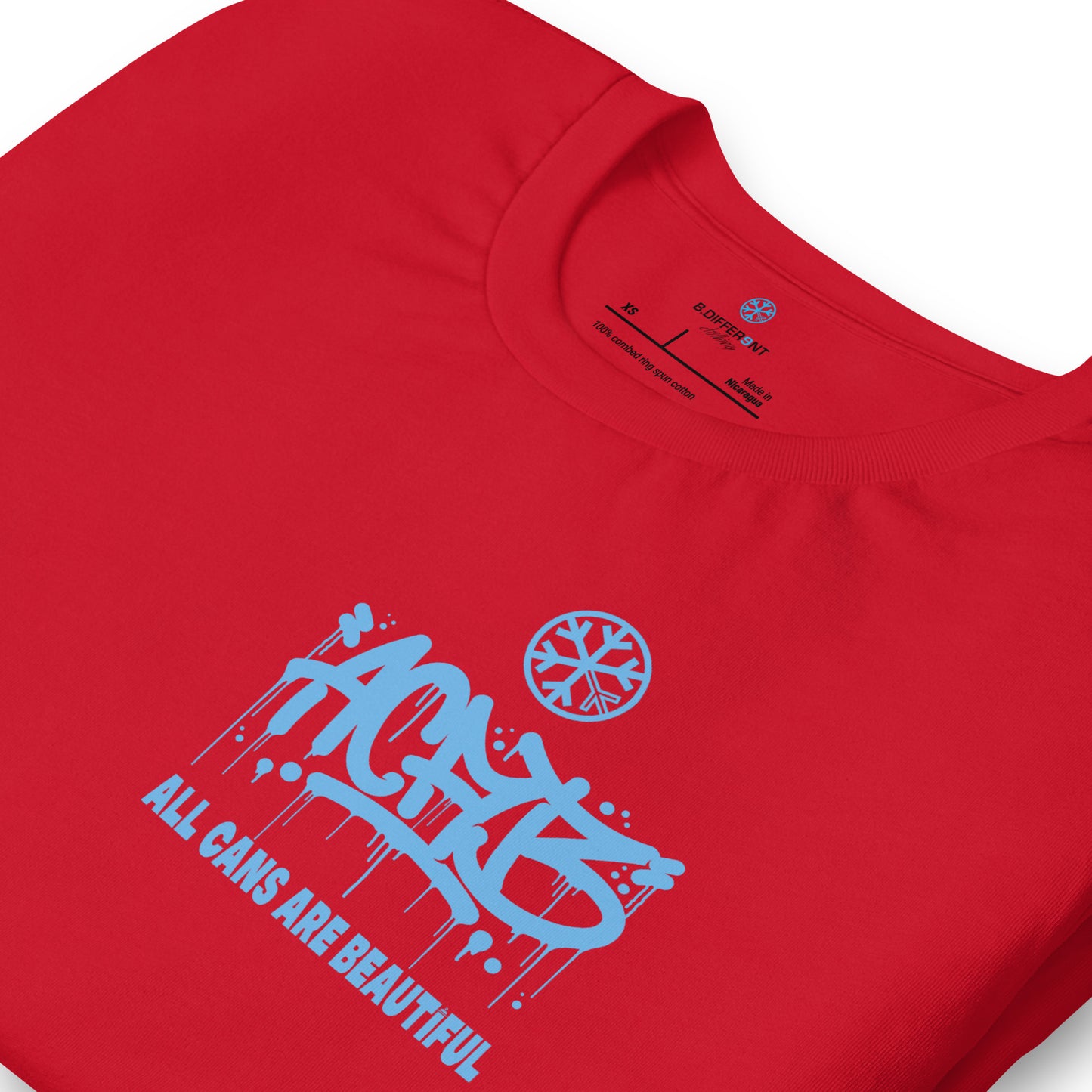 Red-ACAB Graffiti Character Tee from B.Different Clothing, detail, graffiti-inspired streetwear t-shirt