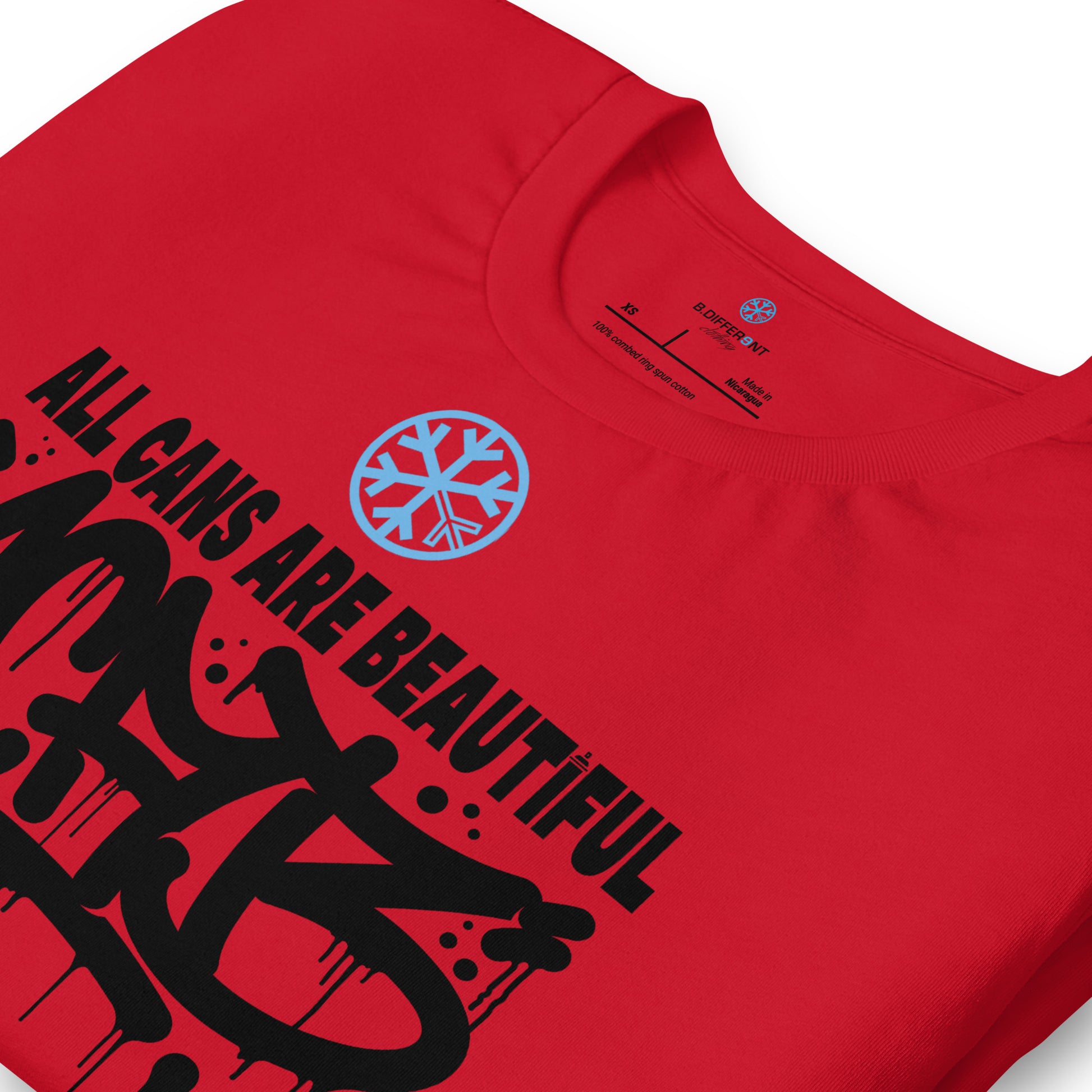 Red-Acab Graffiti Tag Tee from B.Different Clothing, detail, graffiti-inspired streetwear t-shirt