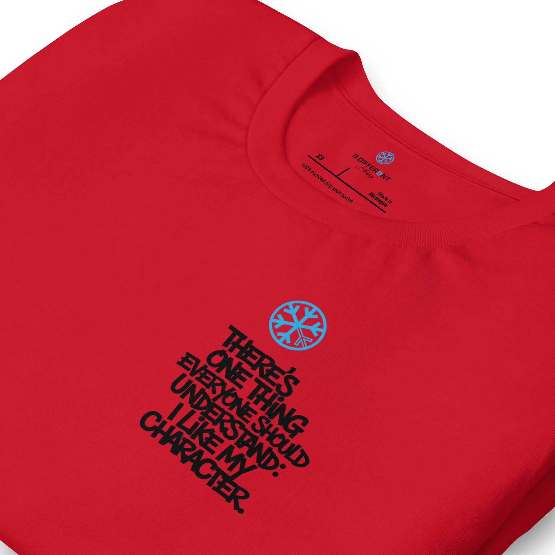 Red-Dennis Graffiti Tee from B.Different Clothing, detail, graffiti-inspired streetwear t-shirt