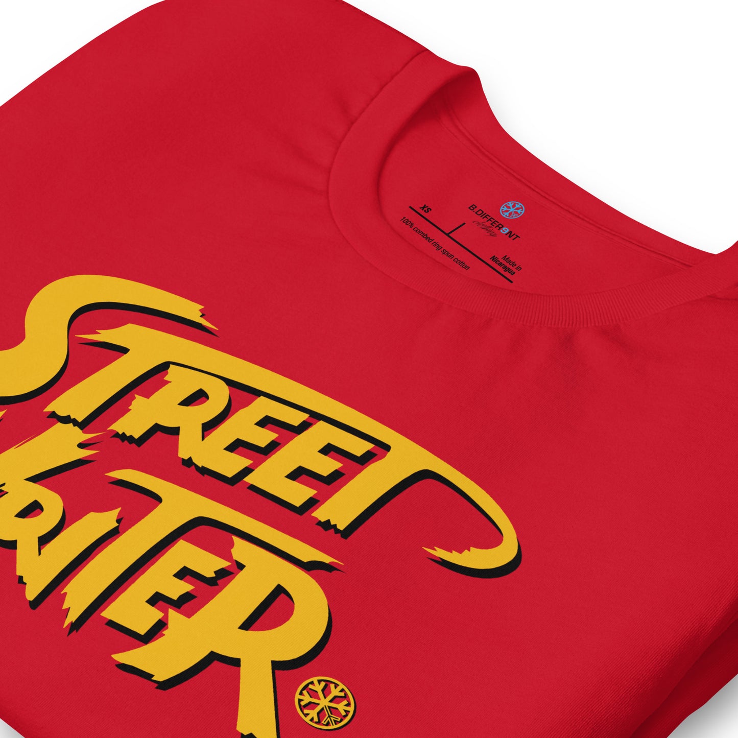 Red-Street Writer Graffiti Tee from B.Different Clothing, detail, graffiti-inspired streetwear t-shirt